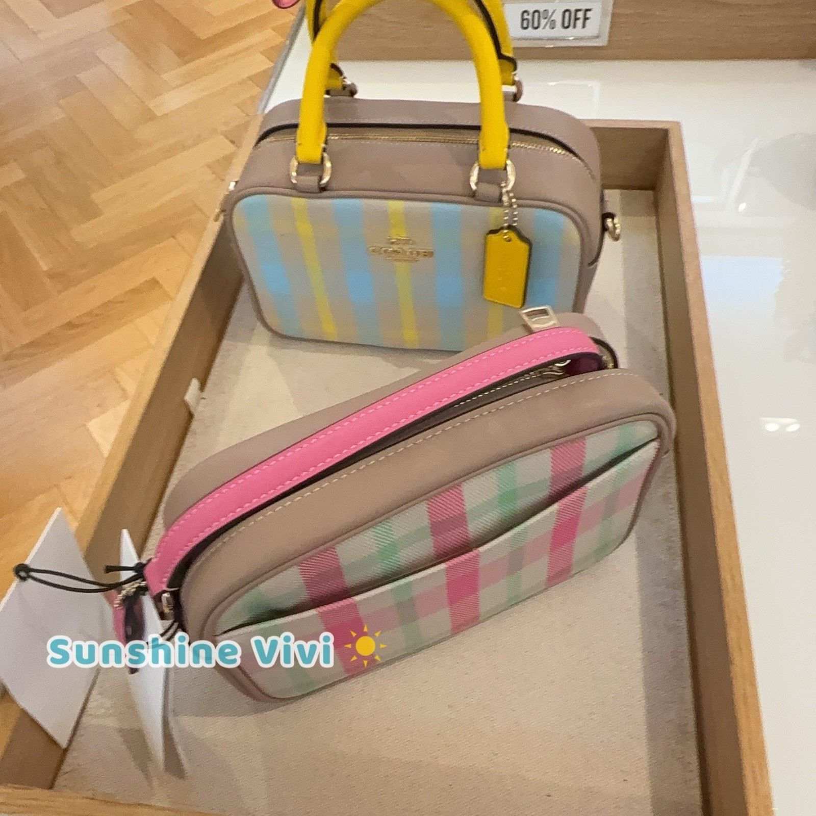 Coach NWT COACH Mini Jamie Camera Bag Plaid CBM37 Gold/Pink Size ONE SIZE - 3 Thumbnail