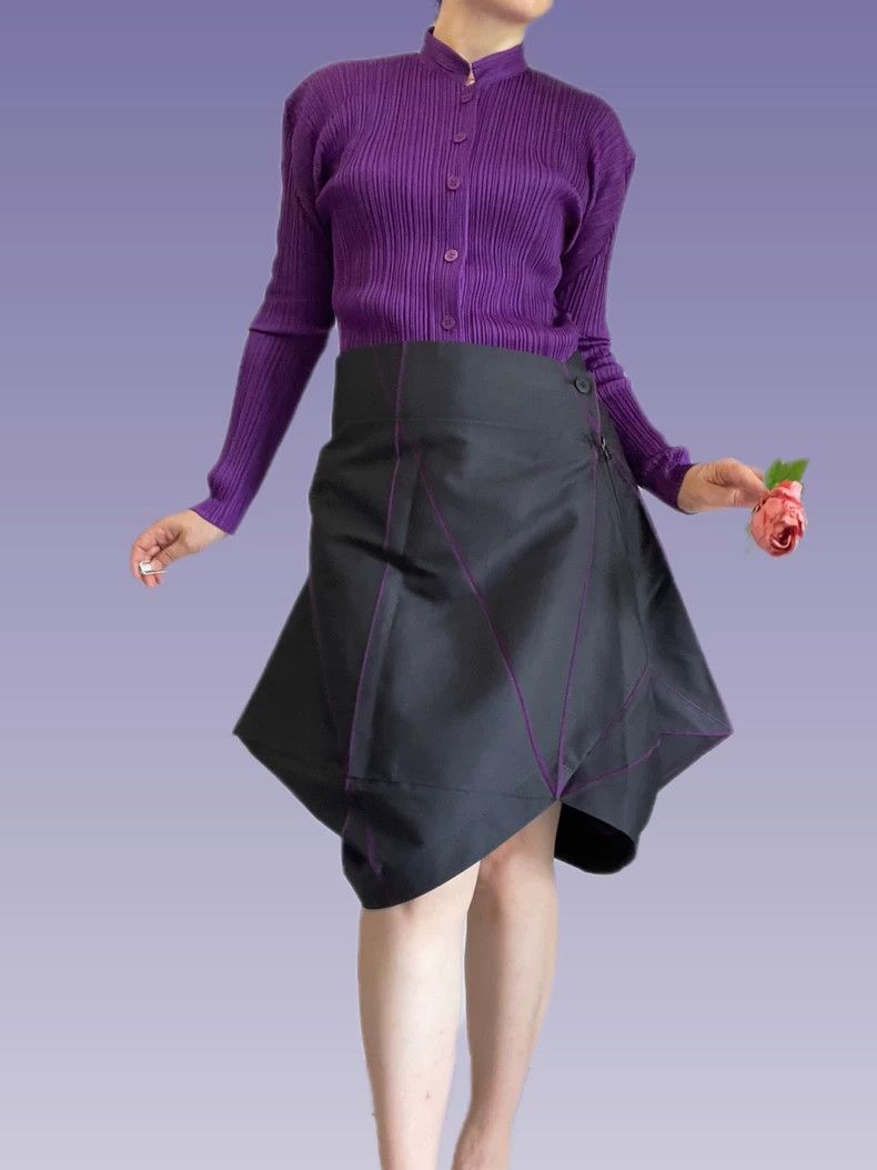 Issey Miyake Issey Miyake size:3 Black Space aurora skirt Size 32" / US 10 / IT 46 - 1 Thumbnail
