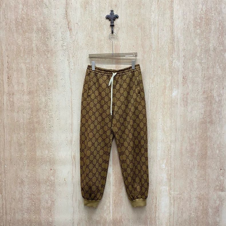 Gucci Gucci Size S Popular brown old flower full-print jogging t Size US 29 - 1 Thumbnail