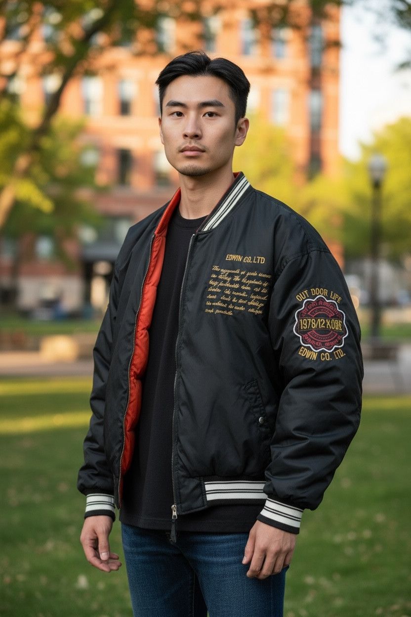 Edwin 🔥Vintage 80’s EDWIN OUTDOOR LIFE DOWN Reversible Jacket Size US L / EU 52-54 / 3 - 1 Thumbnail