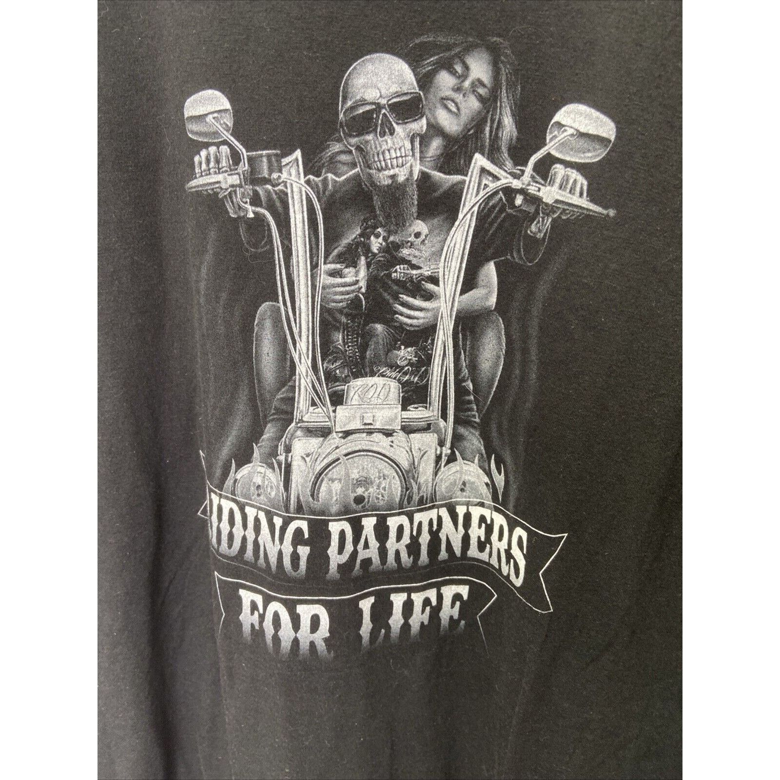 Vintage Riding Partners For Life Skull Print T-Shirt Size Large Size US L / EU 52-54 / 3 - 4 Thumbnail