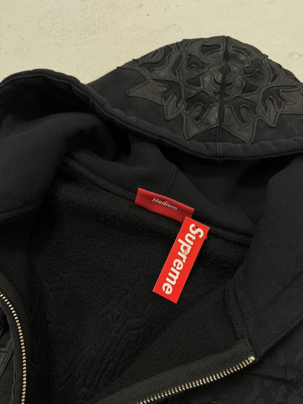 Supreme Supreme Leather Appliqué Zip Up Hoodie Black Size US M / EU 48-50 / 2 - 9 Thumbnail