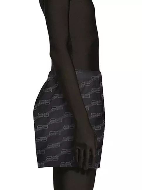 Balenciaga o1la1rc1a0824 BB Monogram Pyjama Shorts in Black Size 28" / US 6 / IT 42 - 4 Thumbnail