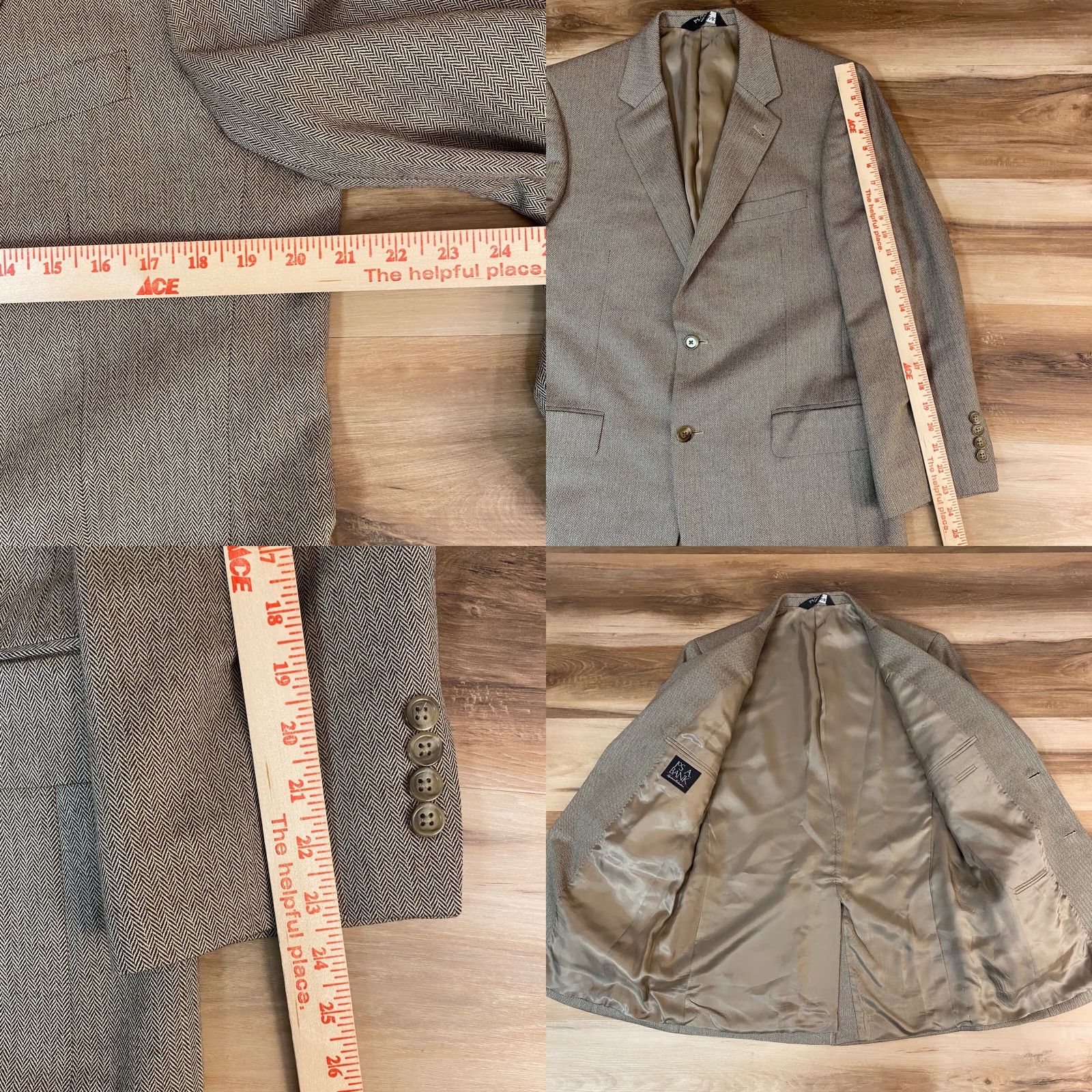 Jos. A. Bank Jos A Bank Blazer Mens 40R Camel Hair Silk Beige Brown Herringbone Sport Coat Size 40R - 8 Thumbnail