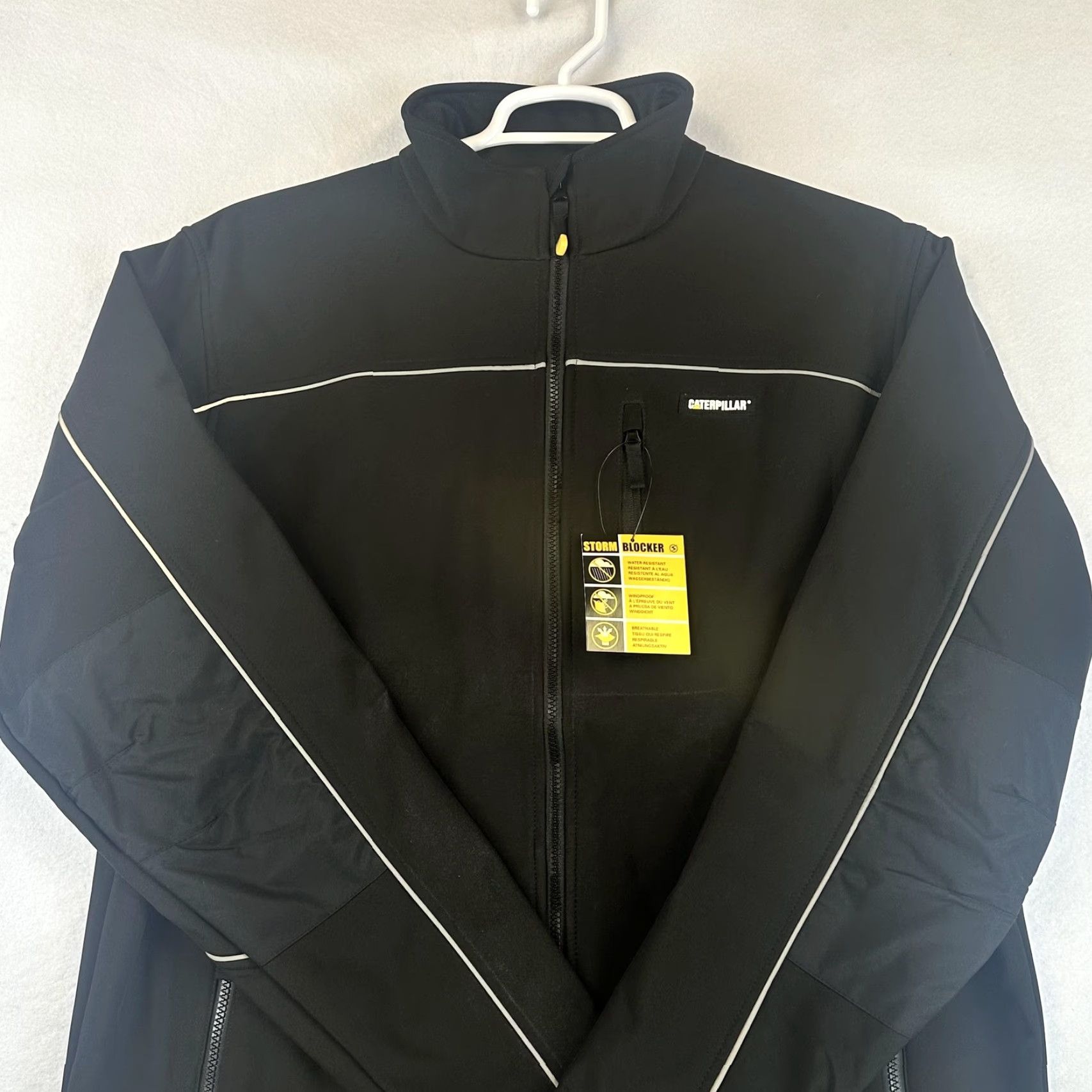 Vintage CAT Caterpillar Storm Blocker Jacket Mens Large Tall Black Softshell Workwear LT Size US L / EU 52-54 / 3 - 5 Thumbnail
