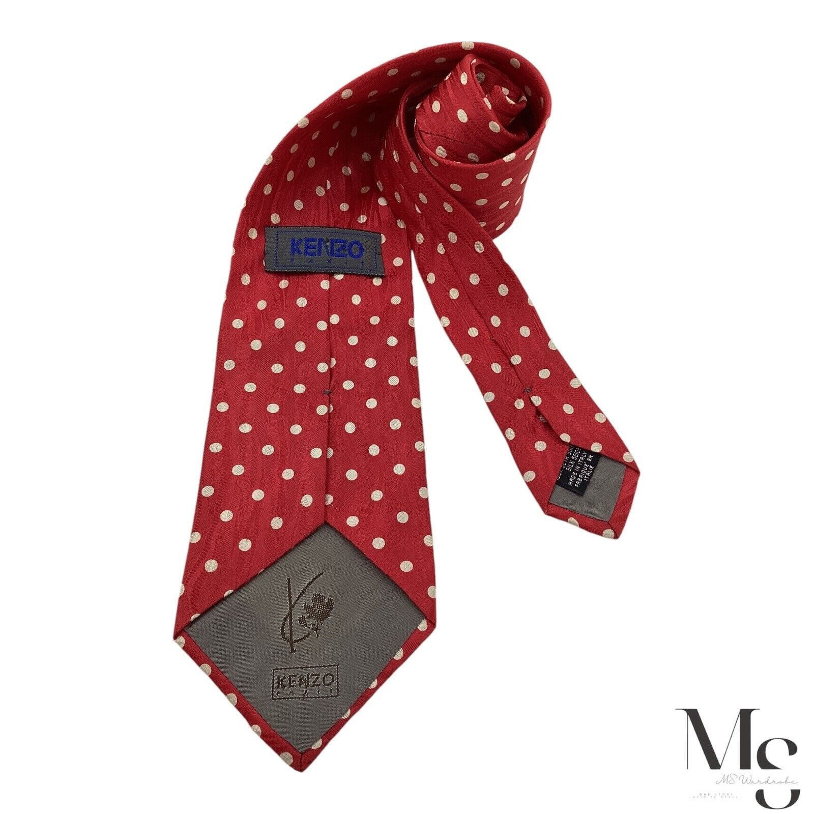 Kenzo KENZO PARIS Red Polka Dot Luxury Silk Tie Made In Italy W: 3 Size ONE SIZE - 2 Thumbnail