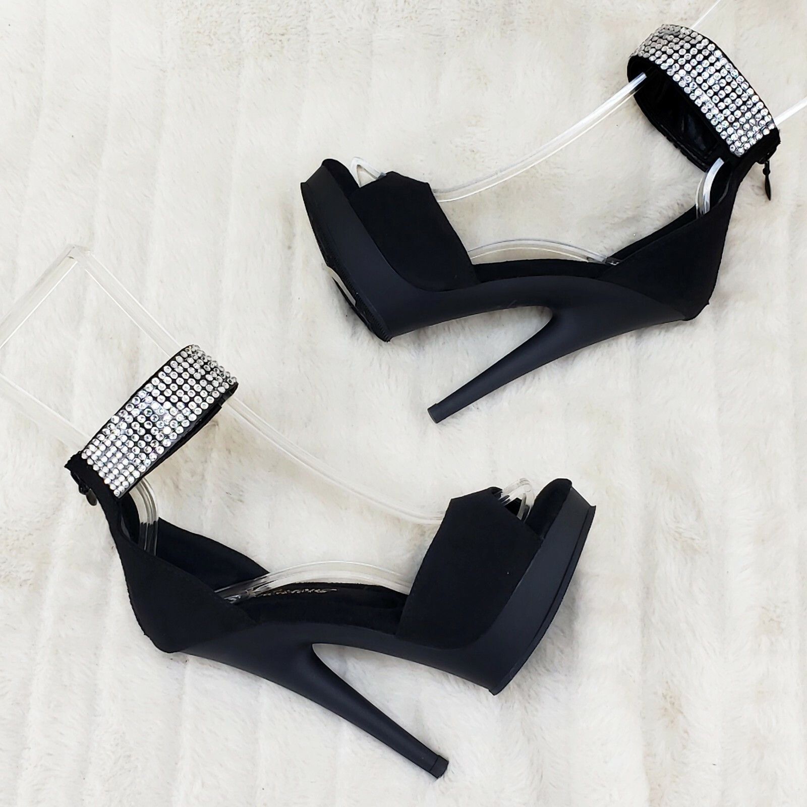 Other Sultry 625 Black Faux Suede 6" High Heels Platform Sandal Sh Size US 11 / IT 41 - 4 Thumbnail