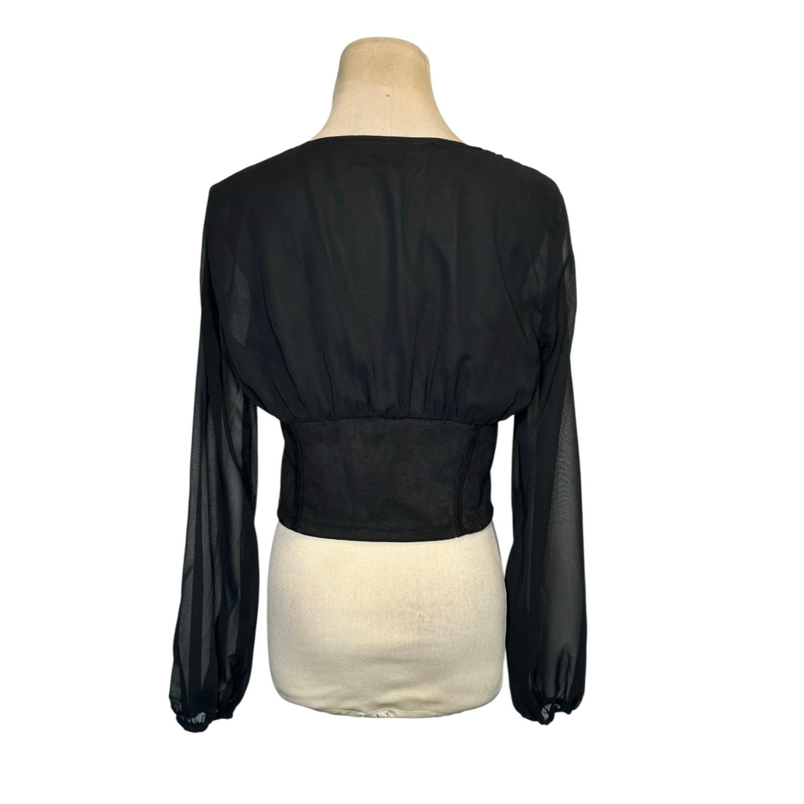 Shein Shein black semi sheer long sleeves blouse size Small Size S / US 4 / IT 40 - 11 Thumbnail