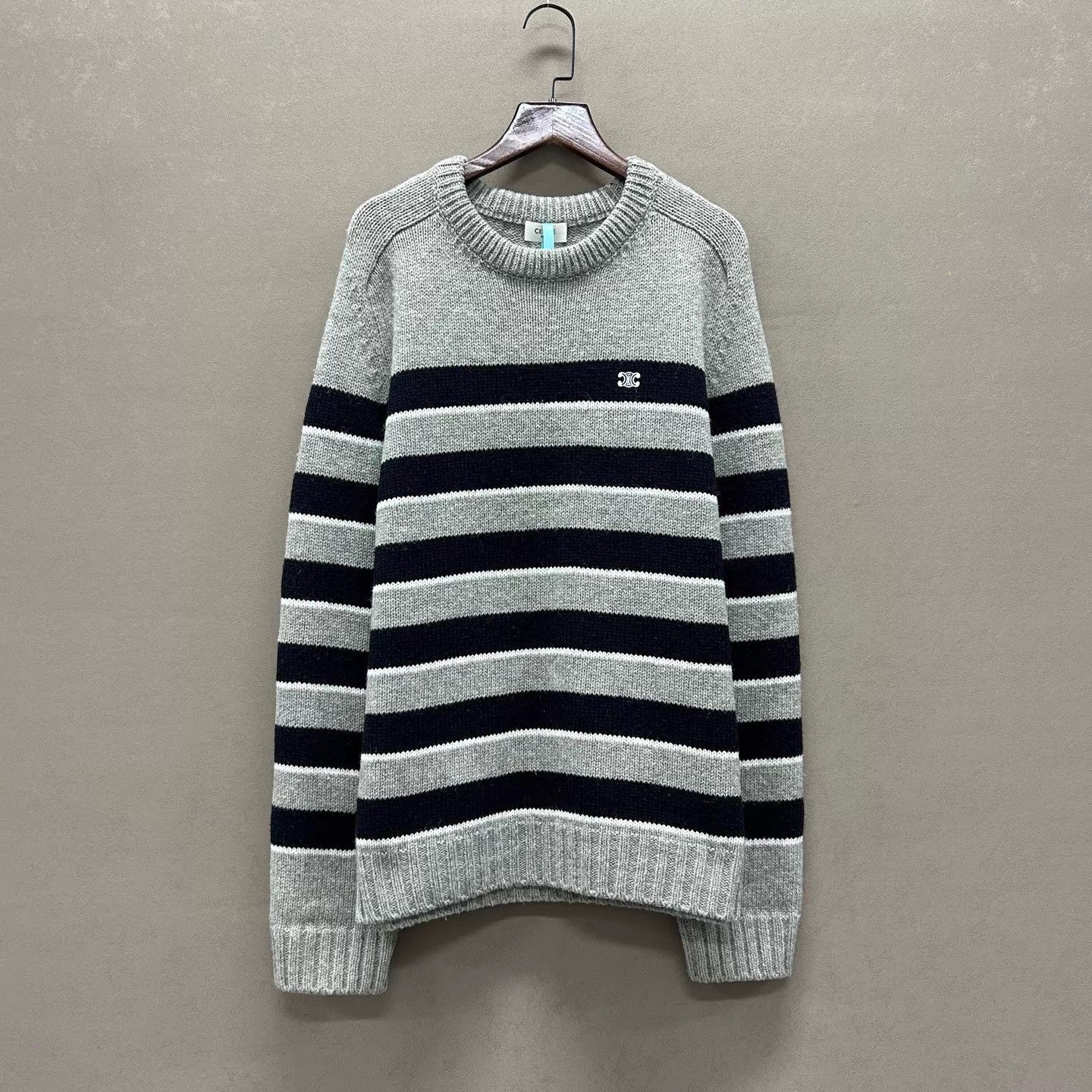 Celine Celine gray and black stripe sweater 99 new size S Size S / US 4 / IT 40 - 1 Thumbnail
