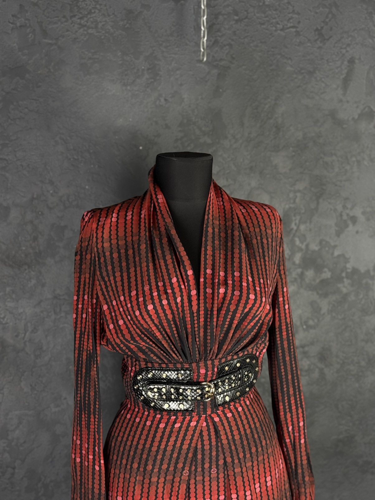 Gucci Rare! Gucci Vintage Women’s Silk Mini Dress Leather Belted Size S / US 4 / IT 40 - 5 Thumbnail