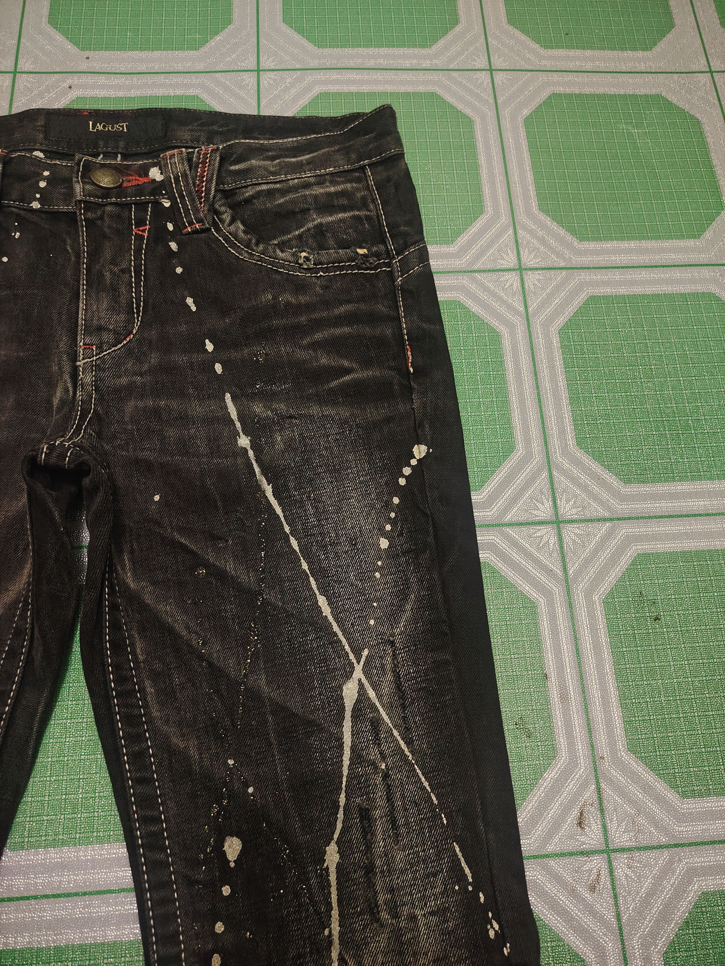 Yasuyuki Ishii Japan Lagust Painted Bead Pattern Distres Jeans Flared Jeans Size US 32 / EU 48 - 6 Thumbnail