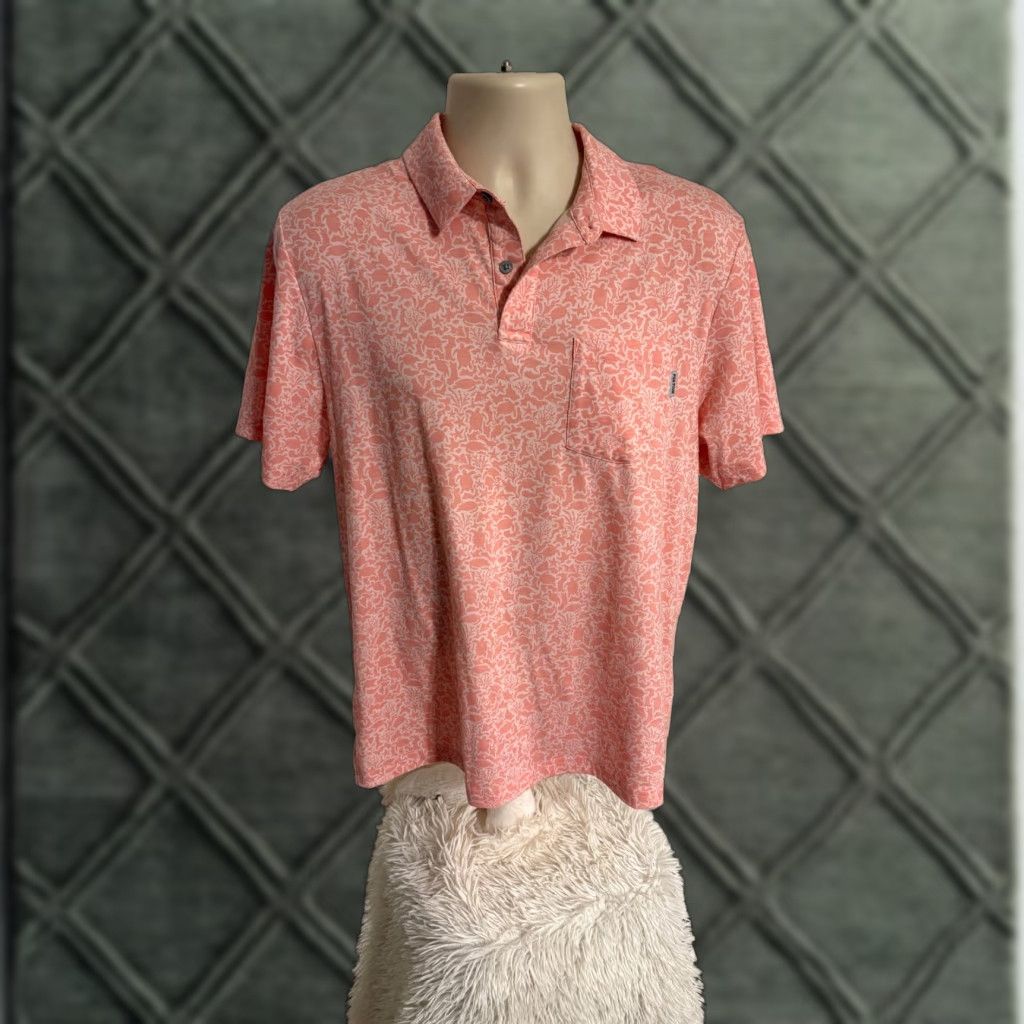 PGA Tour PGA TOUR Polo Shirt Mens Medium Pink-Peach Short Sleeve Pocket Front Golf Polo Shirt M Pink Mens Size US M / EU 48-50 / 2 - 1 Thumbnail