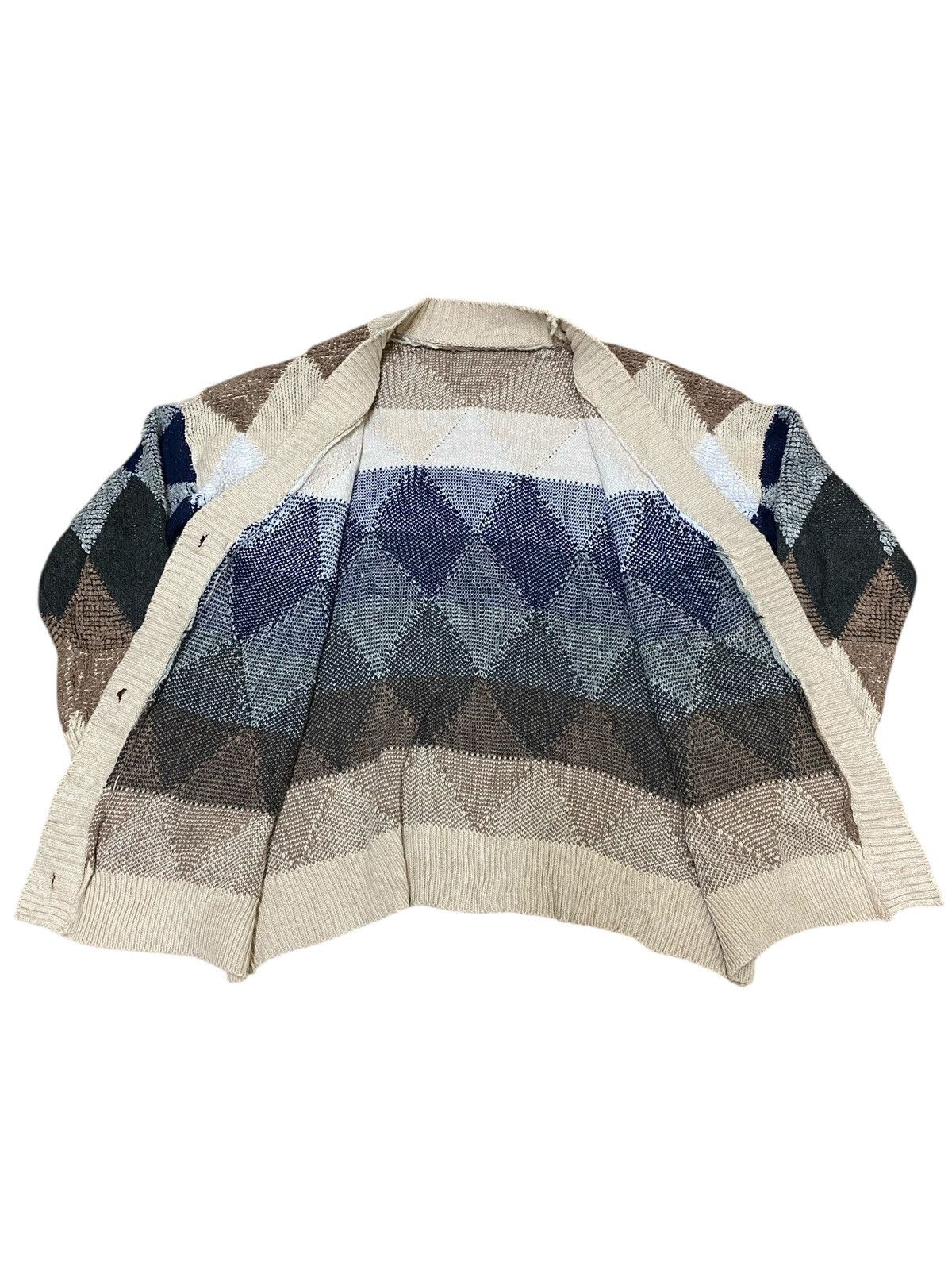 Japanese Brand × Vintage Vintage Unbrand Diamond Motive Cardigan Knit (C4) Size US L / EU 52-54 / 3 - 4 Thumbnail