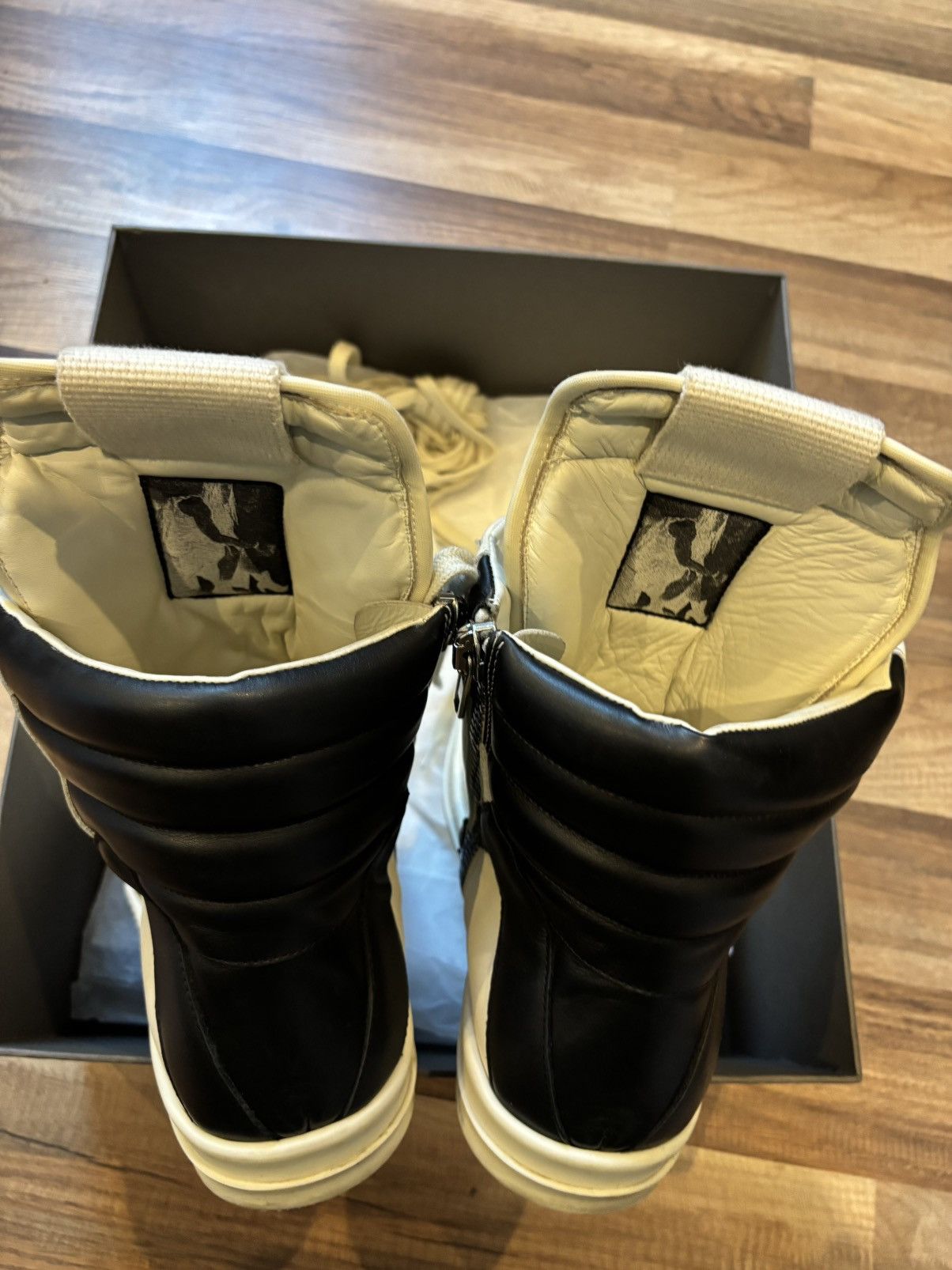 Rick Owens RICK OWENS GEOBASKET MILK/BLACK Size US 10.5 / EU 43-44 - 3 Thumbnail