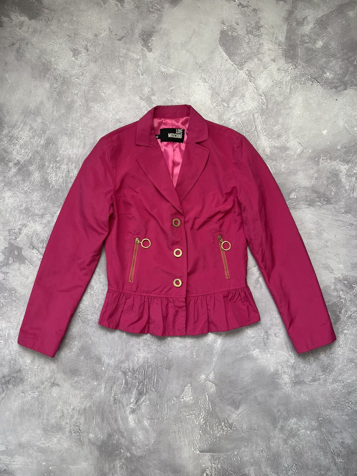 Moschino WMNS Love Moschino Pink Blazer Jacket Big Buttons Size M / US 6-8 / IT 42-44 - 1 Thumbnail
