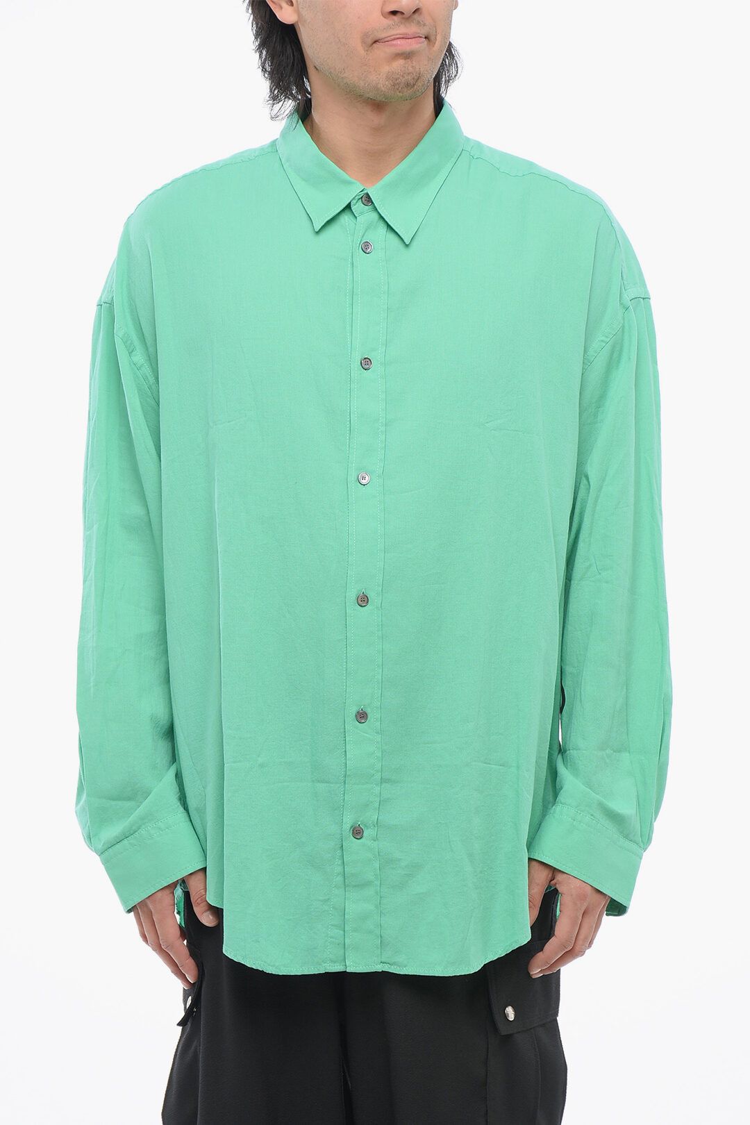 Acne Studios og1mm0325 Long Sleeves Polo Shirt in Green Size US M / EU 48-50 / 2 - 1 Thumbnail