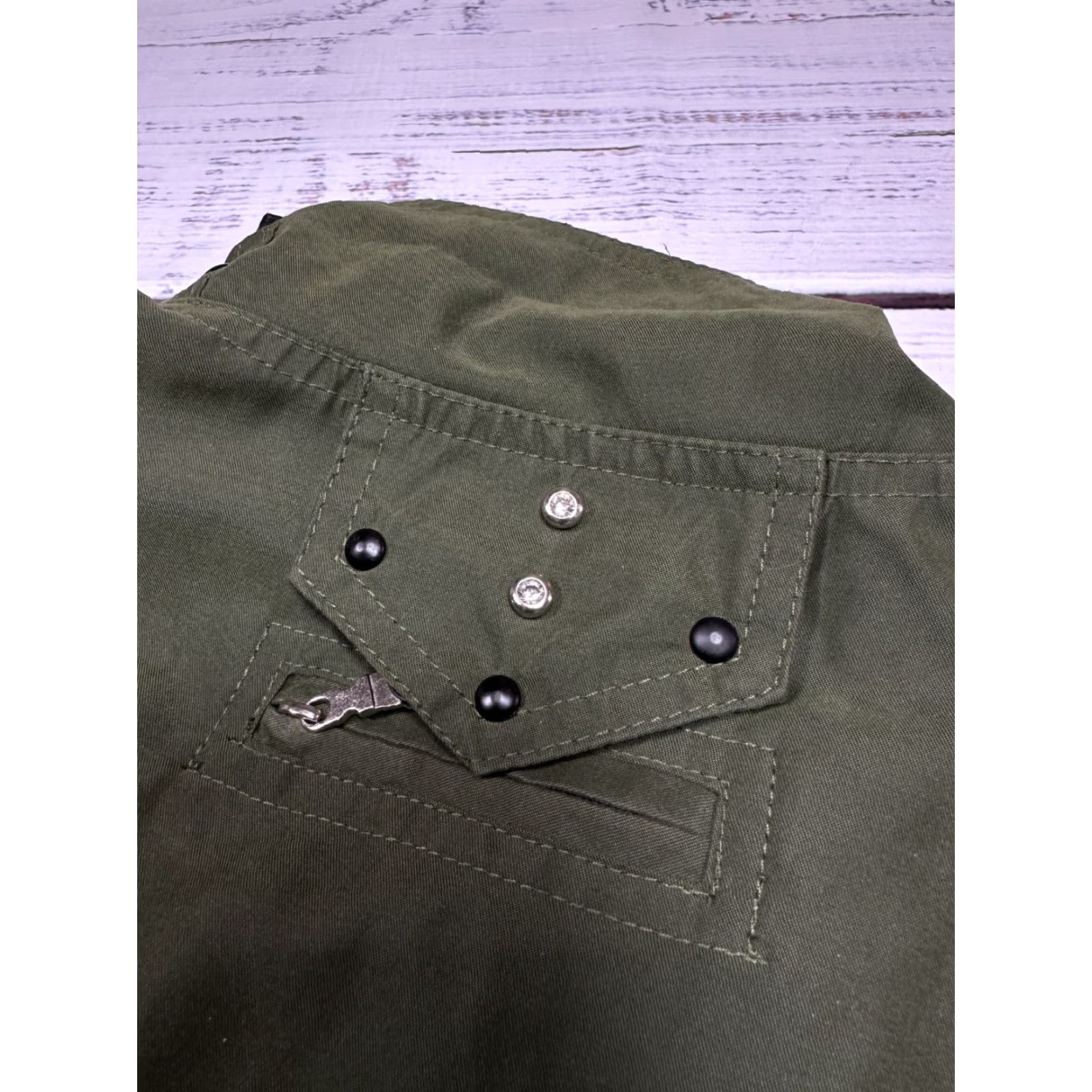 Vintage Jamie Sadock Women's Vest Jacket Missing Zip Off Sleeves Rhinestoned Sz M Green Vest Jacket Women’s Basic Jacket Pockets Full Zip Size M / US 6-8 / IT 42-44 - 7 Thumbnail