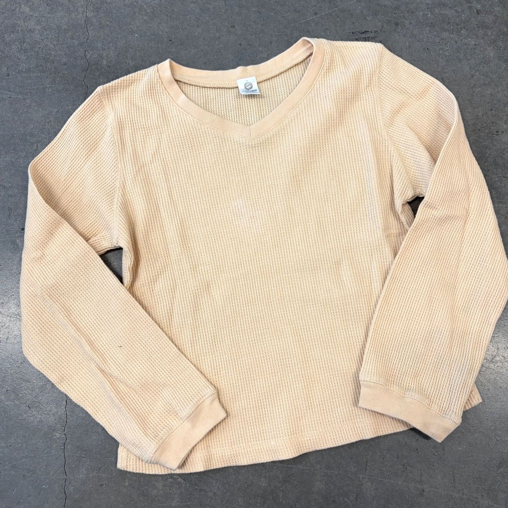Vintage VINTAGE Y2K Beige Cream Waffle Knit Thermal Longsleeve Shirt Women’s Medium Size M / US 6-8 / IT 42-44 - 2 Thumbnail