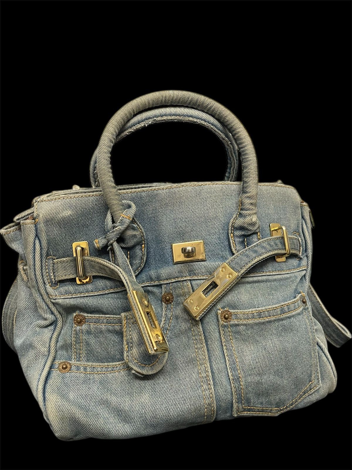If Six Was Nine 🔥RARE⭐️Denim Blue BIRKIN Jeans Bag Size ONE SIZE - 3 Thumbnail