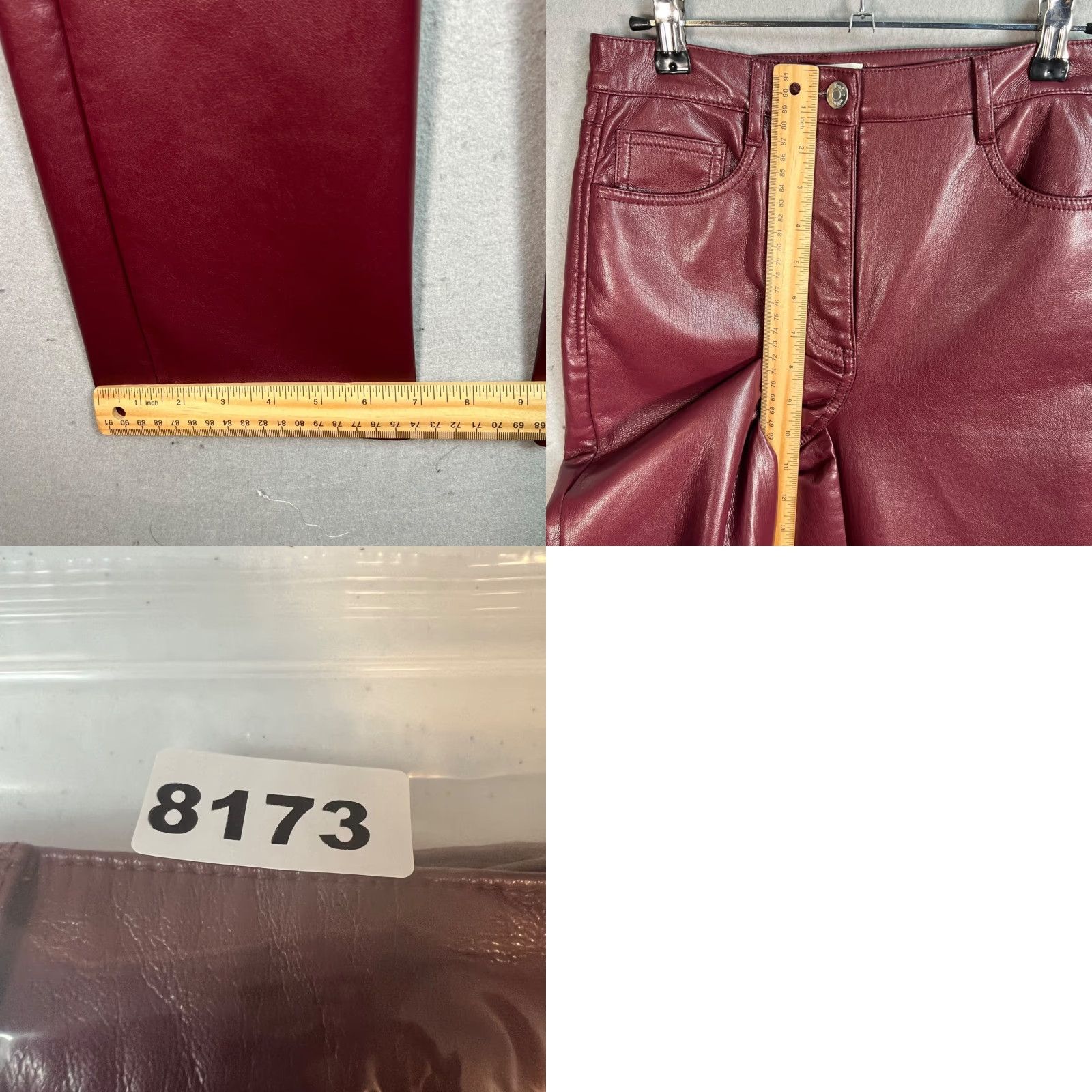 Vintage Wilfred Burgundy Faux Leather High-Waisted Straight-Leg Pants Womens Size 2 Size 26" / US 2 / IT 38 - 8 Thumbnail