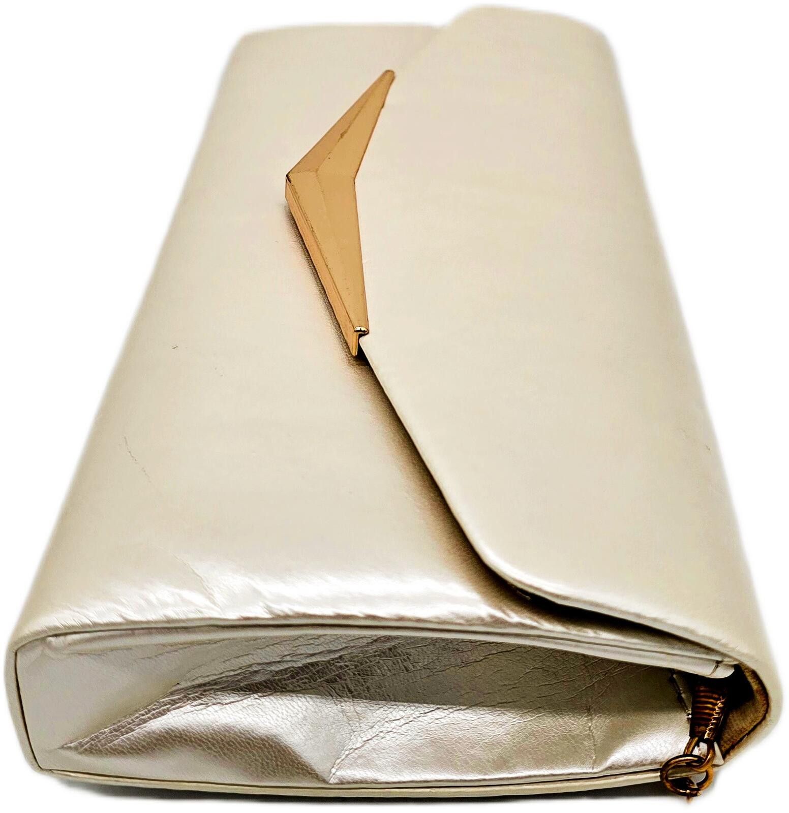 Unknown London Elegant Cream Clutch Purse with Gold Chain and Accent Size ONE SIZE - 4 Thumbnail