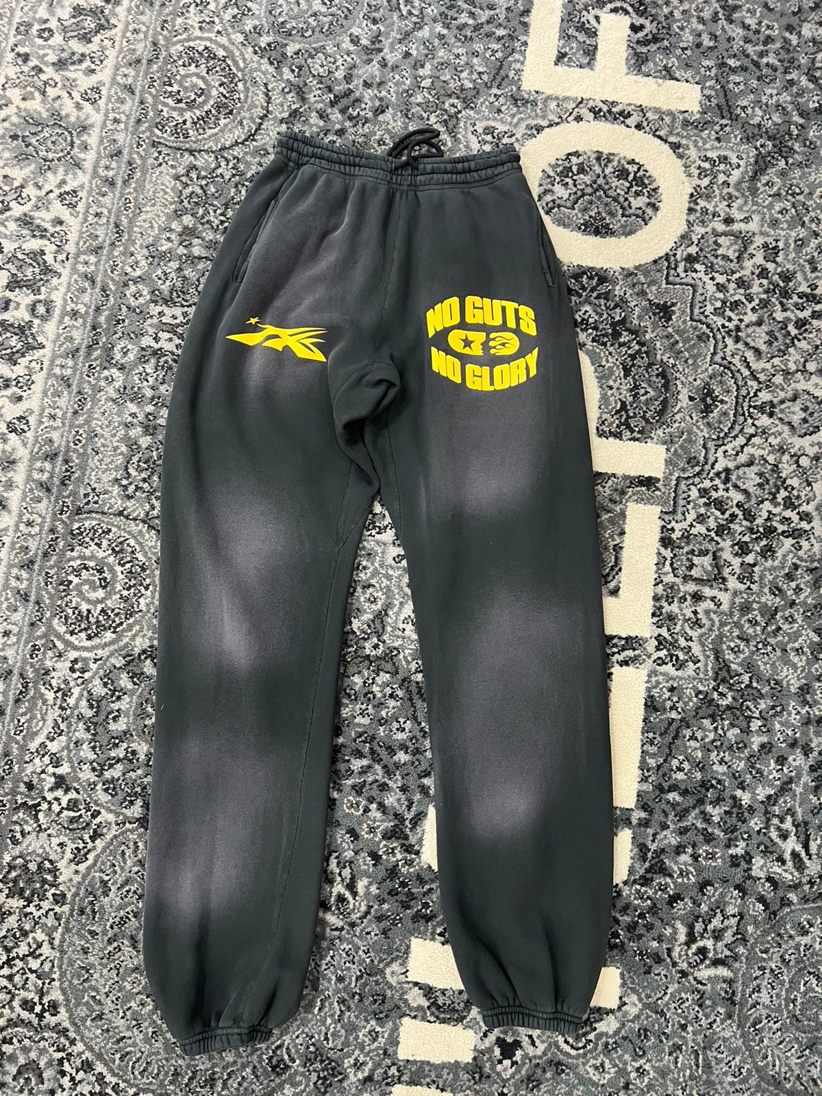 Pre-owned Hellstar “no Guts No Glory” Sweatpants - Size Medium (black)