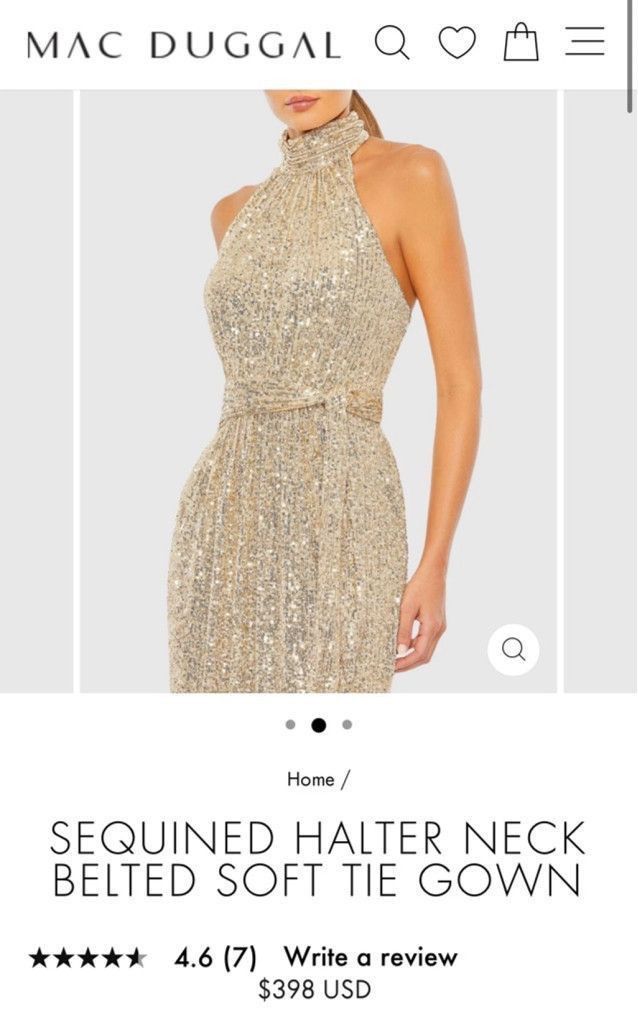 Mac Duggal Women's Mac Duggal Gold Sequin Halter Gown Size 8 Size M / US 6-8 / IT 42-44 - 2 Thumbnail