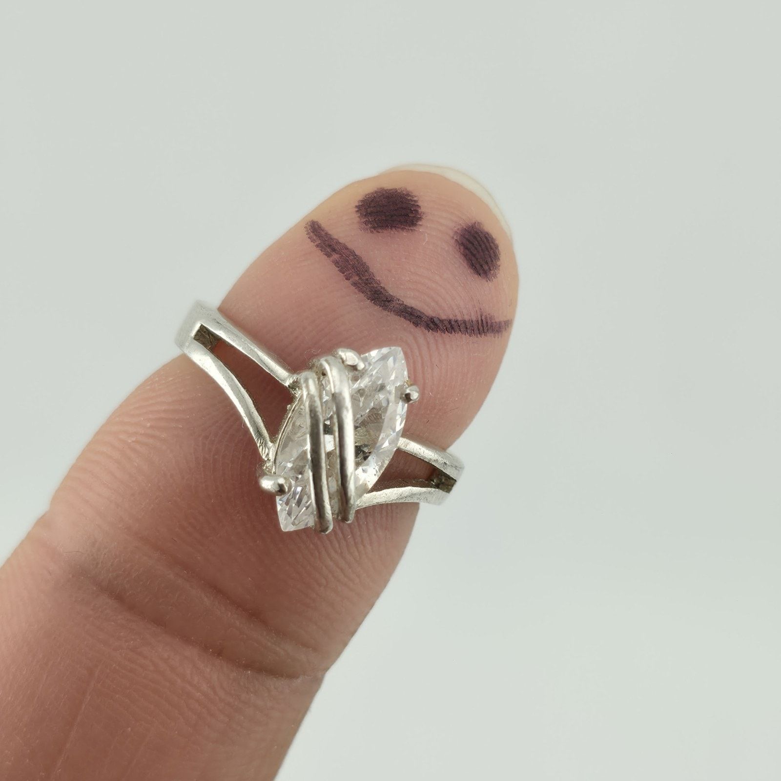 Other Sterling Silver Marquise CZ Ring Size 5.75 Vintage Size ONE SIZE - 1 Thumbnail