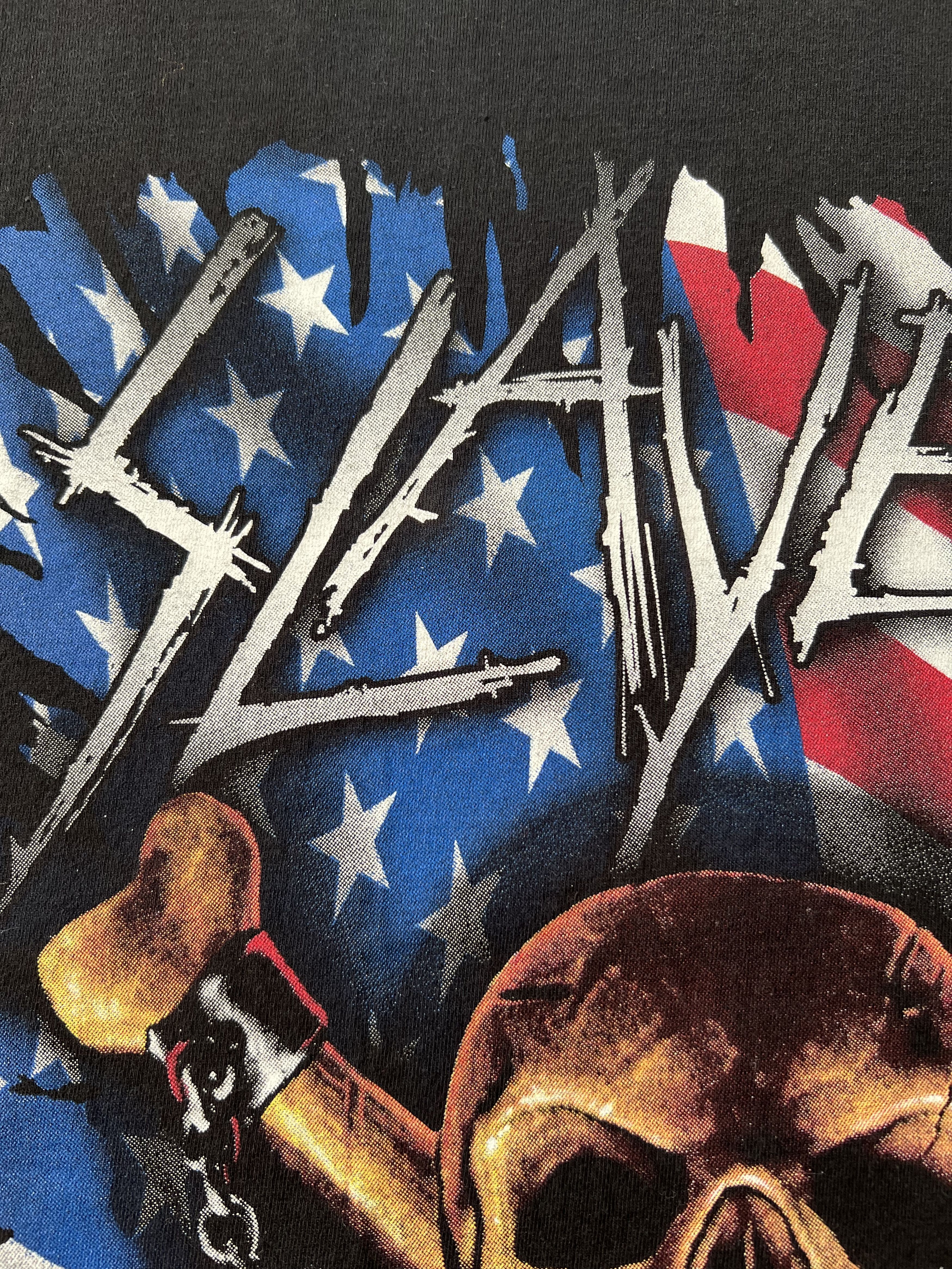 Band Tees Vintage 2000s Slayer Skull USA Flag Metal Band Black T-shirt Size US M / EU 48-50 / 2 - 4 Thumbnail