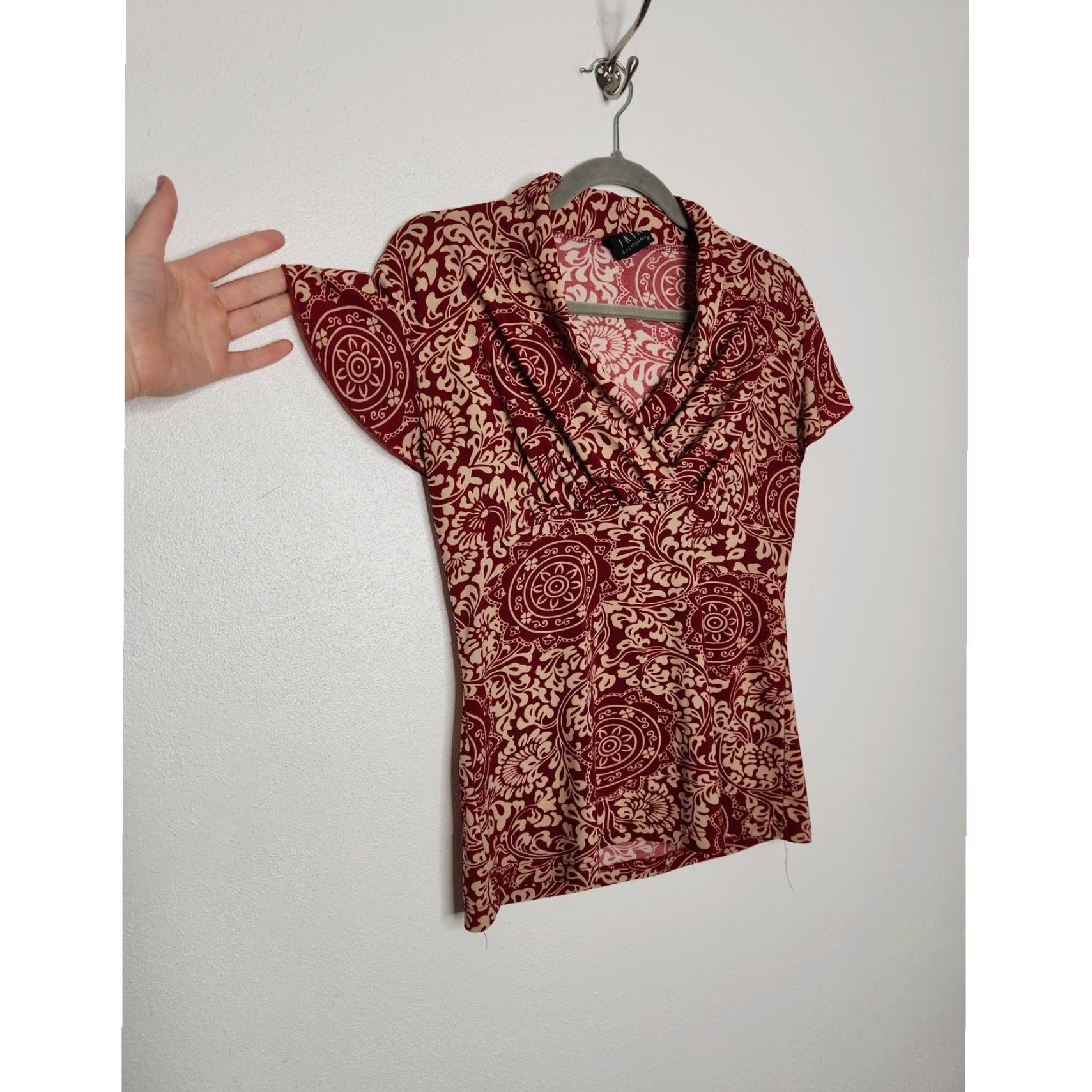 Vintage VINTAGE JKLA Blouse Shirt Women Small Red Y2K Going Out Summer Top Boho USA Made 90s GW Size S / US 4 / IT 40 - 2 Thumbnail