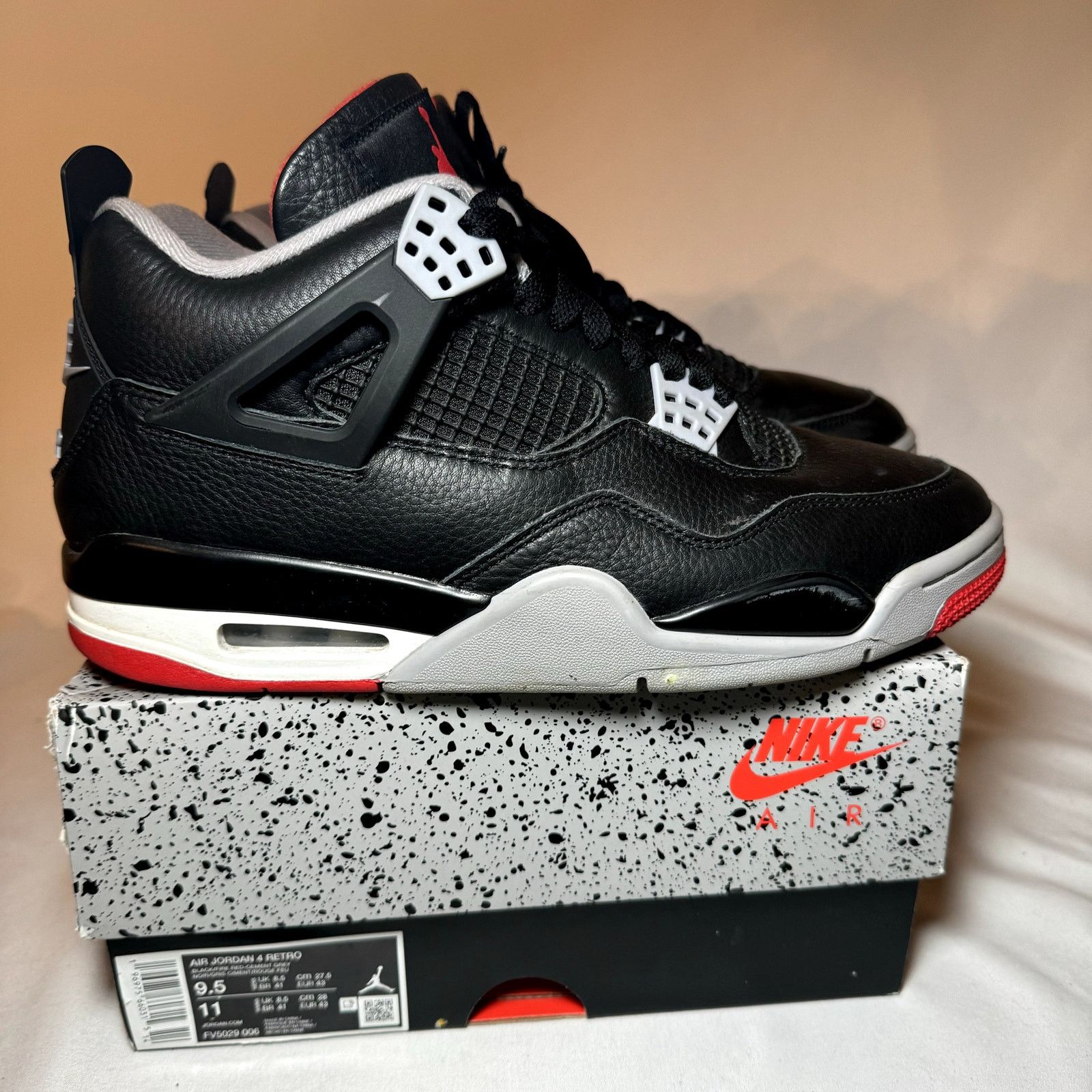 Jordan Brand × Nike Size 9.5 - Air Jordan 4 Retro Bred Reimagined Men's Shoes Size US 9.5 / EU 42-43 - 1 Thumbnail