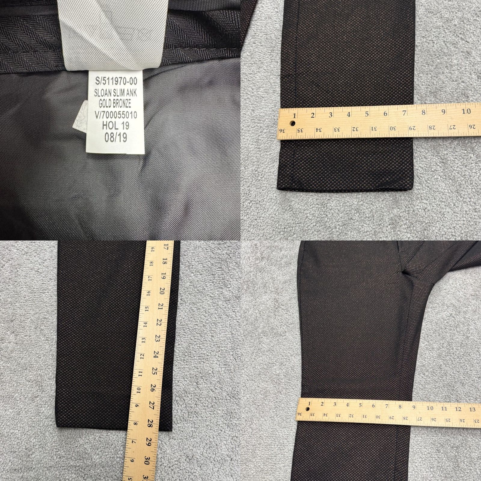 Banana Republic Banana Republic Sloan Slim Ankle Dress Pants Womens 14 Brown Textured Cotton Blend Flat Front Zip Hook & Eye N/A 10s? Size 36" / US 14 / IT 50 - 8 Thumbnail