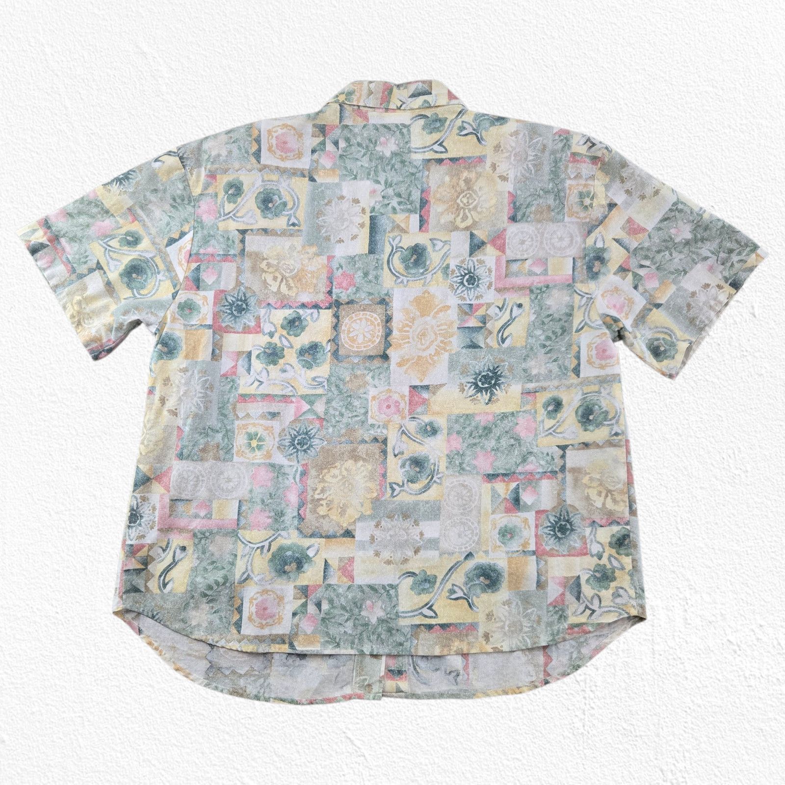 Vintage Vintage Cotton Button Up Shirt Pastel Patchwork Made USA XL Size XL / US 12-14 / IT 48-50 - 8 Thumbnail