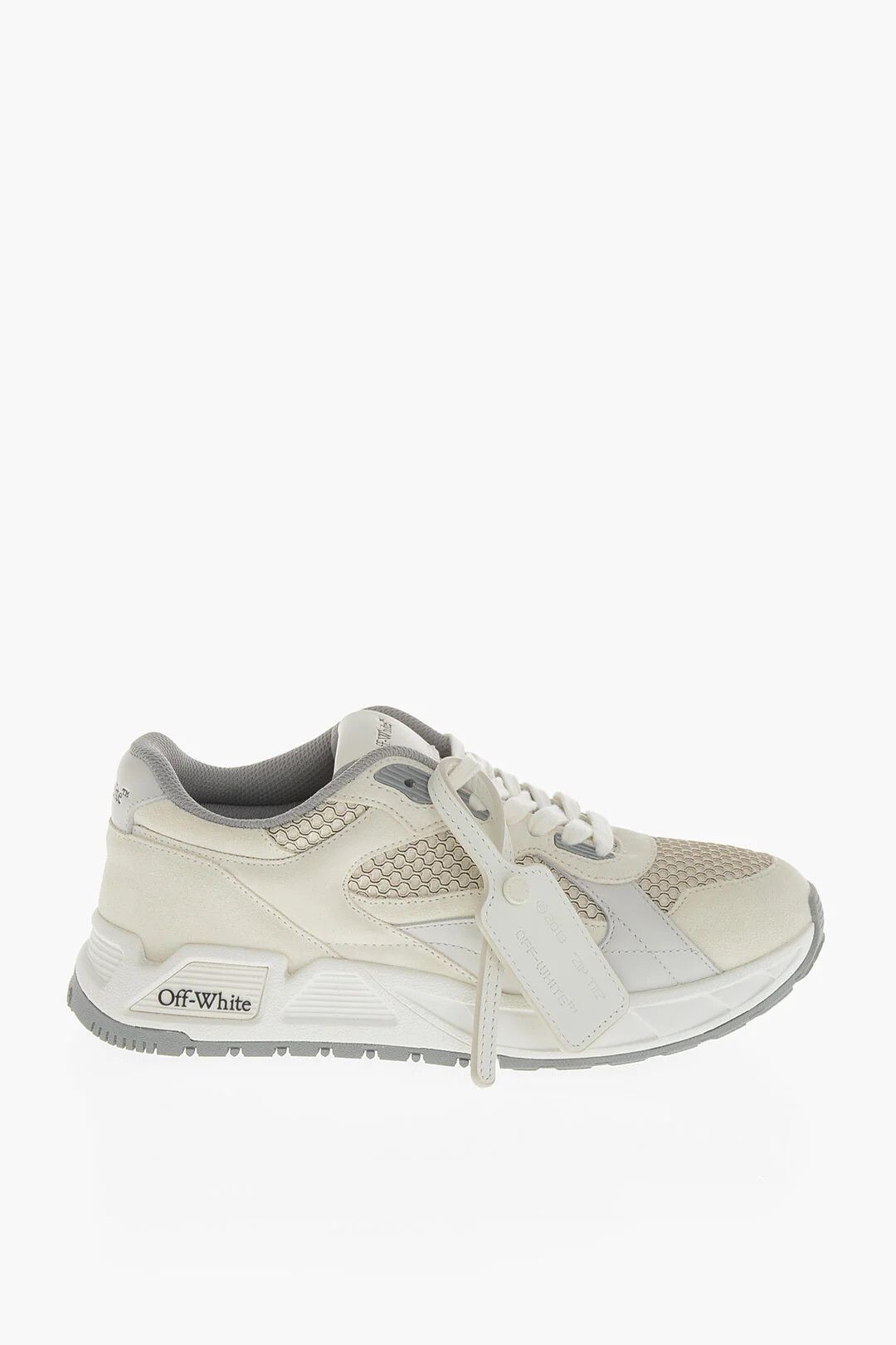 Off-White og1mm0426 Fabric & Suede Low-Top Sneakers in Beige & White Size US 9 / IT 39 - 1 Thumbnail
