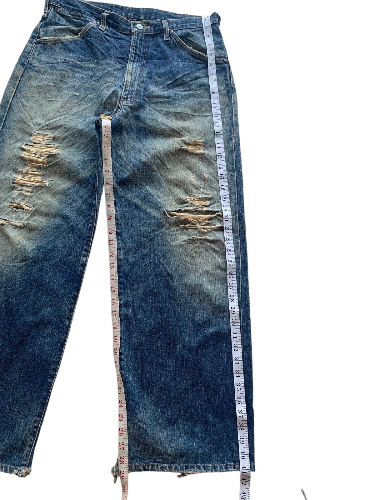 Wrangler VINTAGE WRANGLER SELVEDGE BAGGY RUSTY DISTRESSED DENIM Size US 33 - 17 Thumbnail