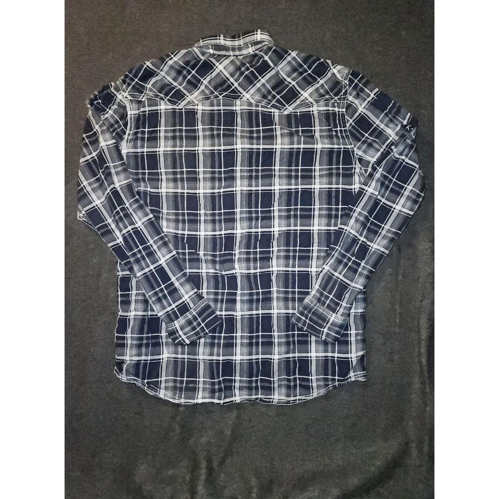 Vintage BKE Athletic Fit Pearl Snap Shirt Men's 3XL Gray Long Sleeve Plaid Western Button-Up - Chest 51 in, Easy Care, Pockets Size US XXL / EU 58 / 5 - 7 Thumbnail