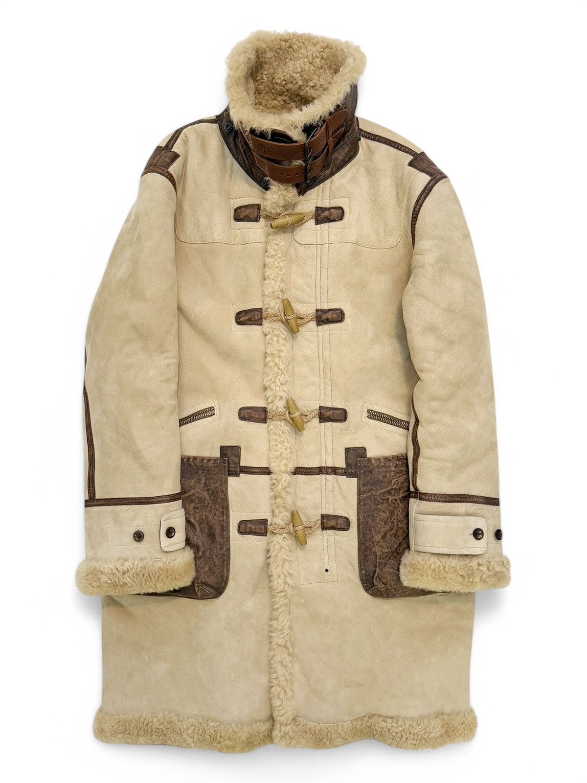 Polo Ralph Lauren Sample Shearling Leather Duffle Flight Coat Size US M / EU 48-50 / 2 - 2 Thumbnail