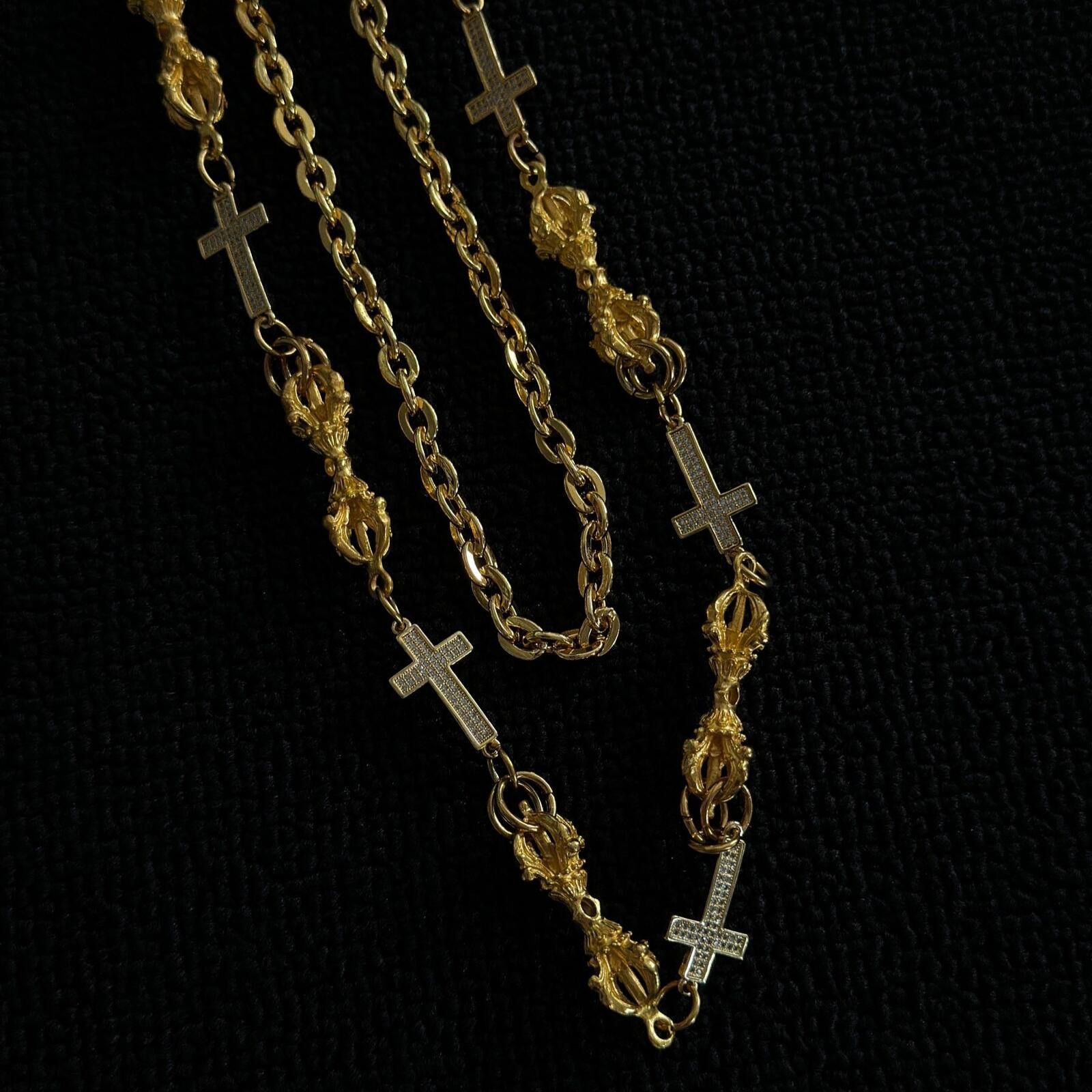 Jewelry Diamond Frame Cross Chain Belt | Gold Street Double Layer Size ONE SIZE - 3 Thumbnail
