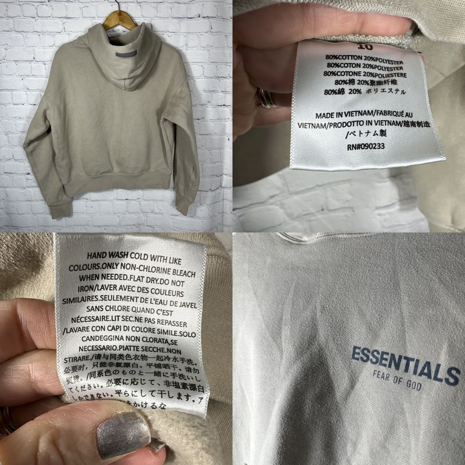 Fear of God Fear of God Essentials Hoodie Women Large Beige Logo Crew Neck Hooded Pullover Long Sleeve Fleece Activewear Regular Fit Vintage No Size L / US 10 / IT 46 - 8 Thumbnail