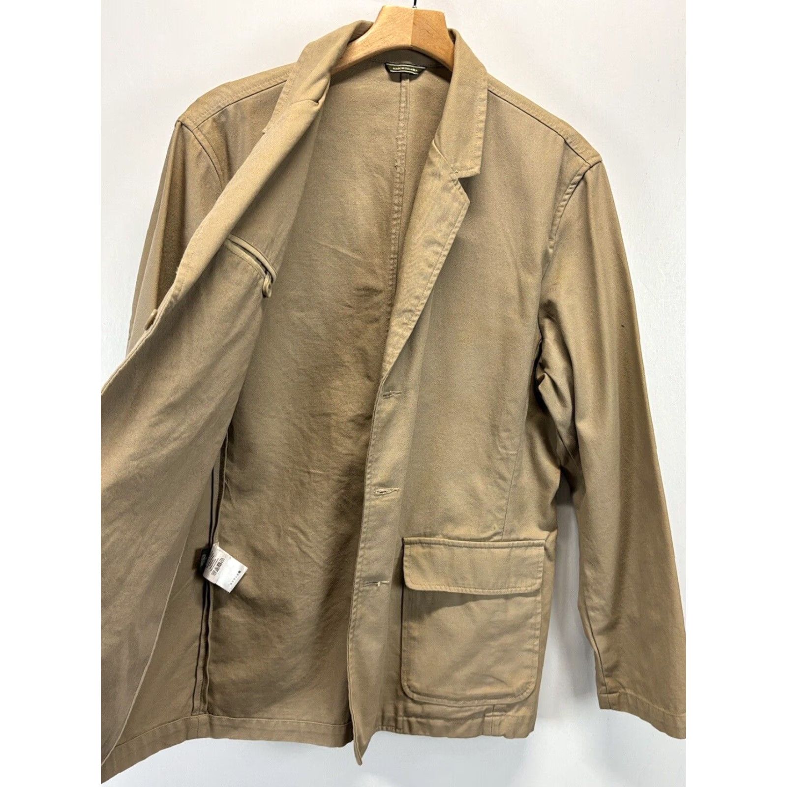 Eddie Bauer VINTAGE Eddie Bauer Men's Sport Jacket Blazer Sz Large Cotton Khaki Tan 90s Mens Size 42R - 3 Thumbnail