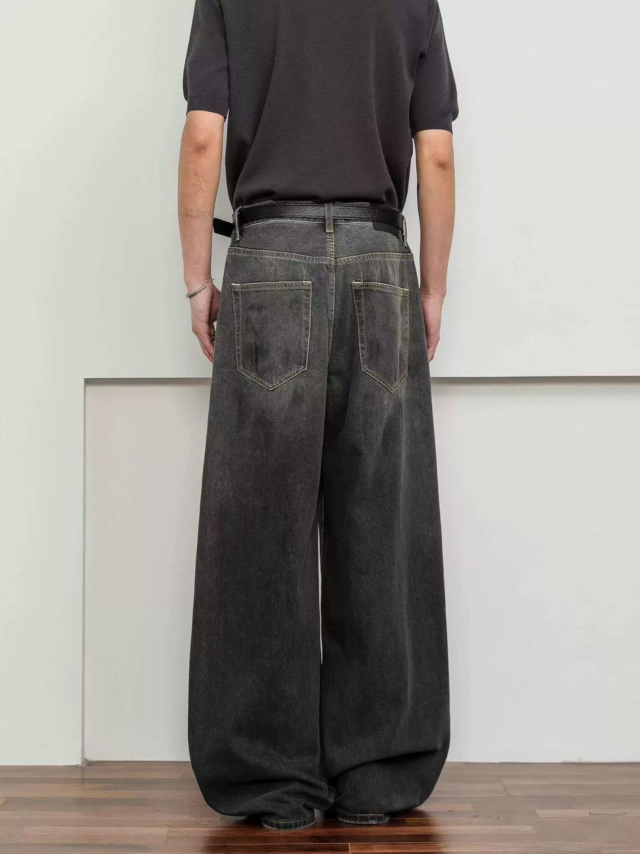 Vintage American retro ink graffiti men's loose straight jeans Size US 34 / EU 50 - 4 Thumbnail