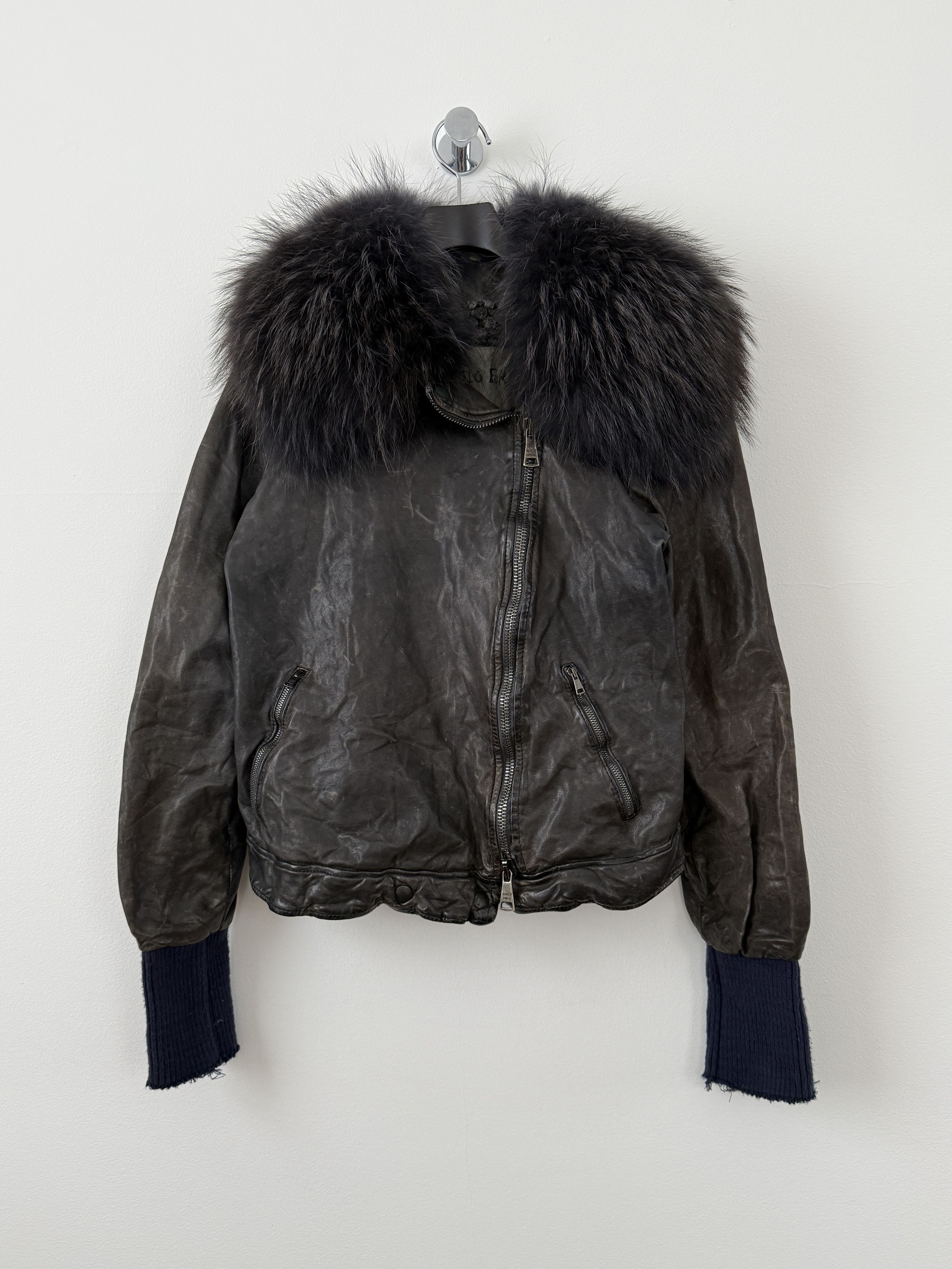Giorgio Brato Zip Up Leather Jacket with Fur Size L / US 10 / IT 46 - 1 Thumbnail
