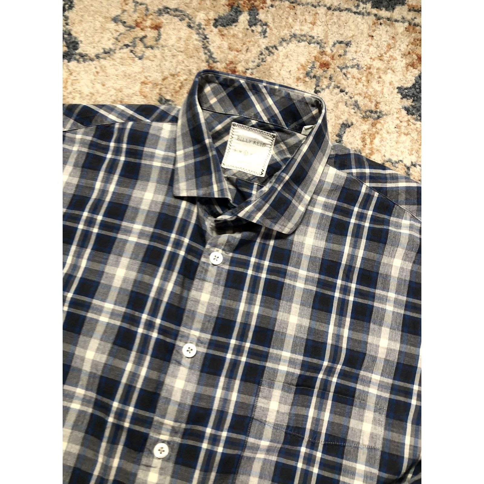 Billy Reid Billy Reid Mens Large Blue Plaid Shirt Long Sleeve Button-Up Casual Regular Fit Cotton Size US L / EU 52-54 / 3 - 7 Thumbnail