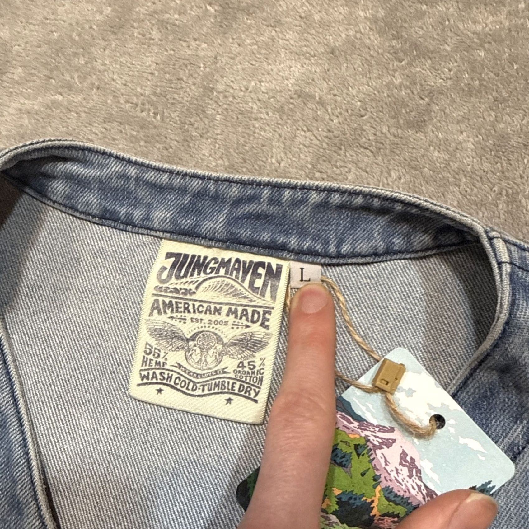 Jungmaven Jungmaven Falcon Vest Denim Jean Jacket L USA Made Pockets Casual Blue Hemp Size US 33 - 3 Thumbnail