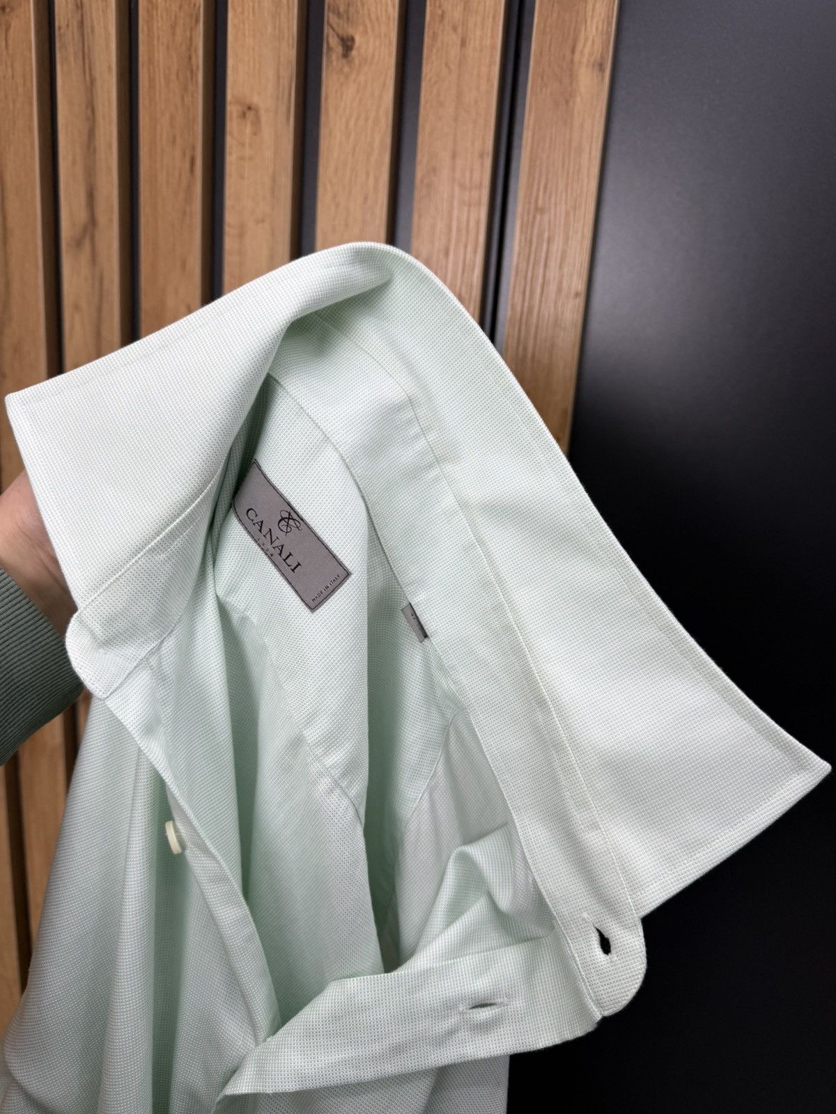 Canali Canali Mens Dress Shirt Mint Green Cotton Size 41/16 Size US L / EU 52-54 / 3 - 13 Thumbnail