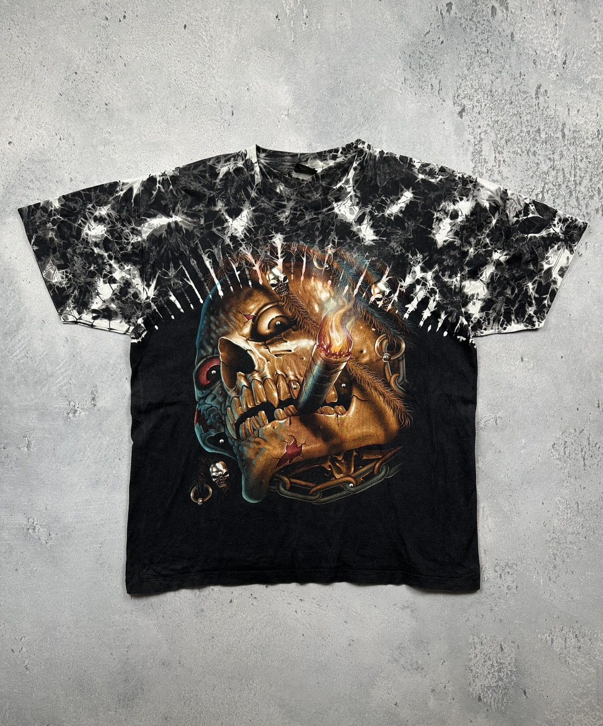 Affliction Survivors Smoking Skull All Over Studded Graphic Rock N Roll Size US XL / EU 56 / 4 - 1 Thumbnail