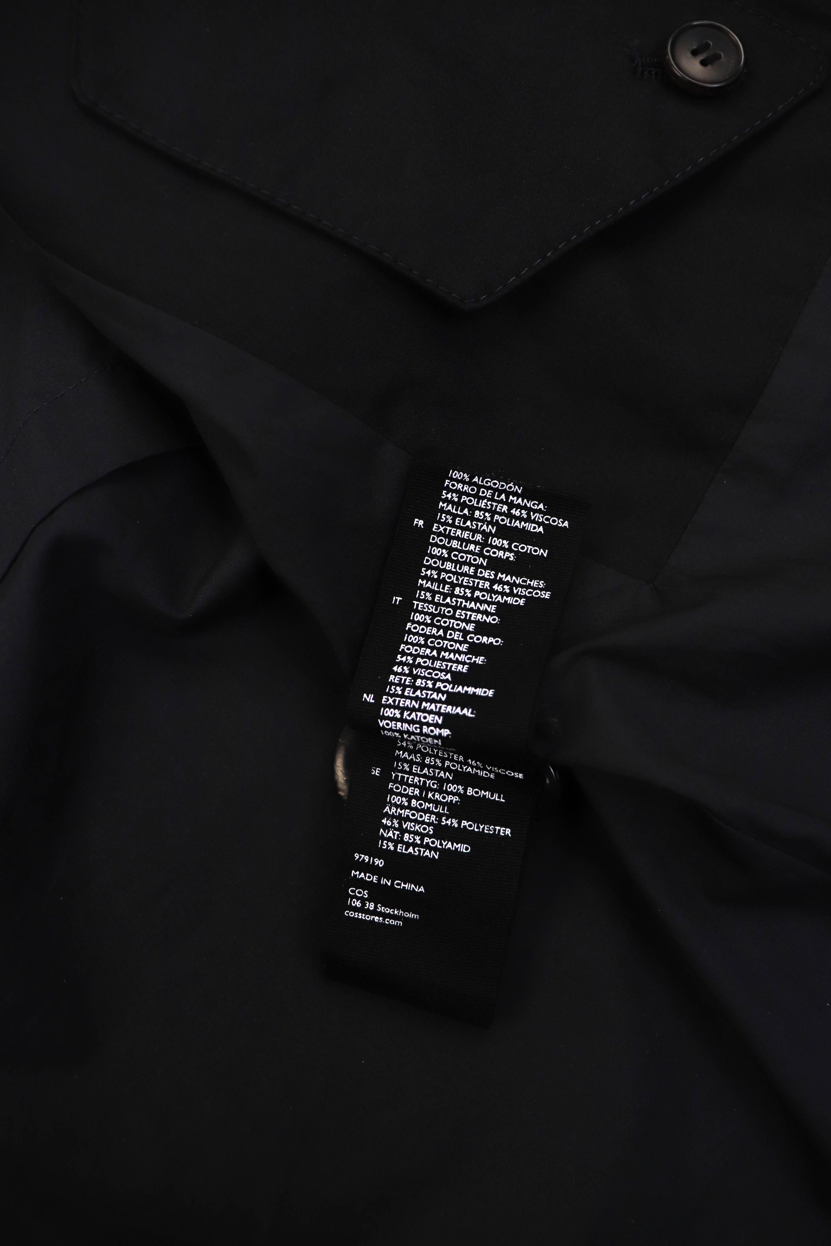 Cos COS Charcoal Black Tech Cotton Double Breasted Mac Coat Size US M / EU 48-50 / 2 - 17 Thumbnail