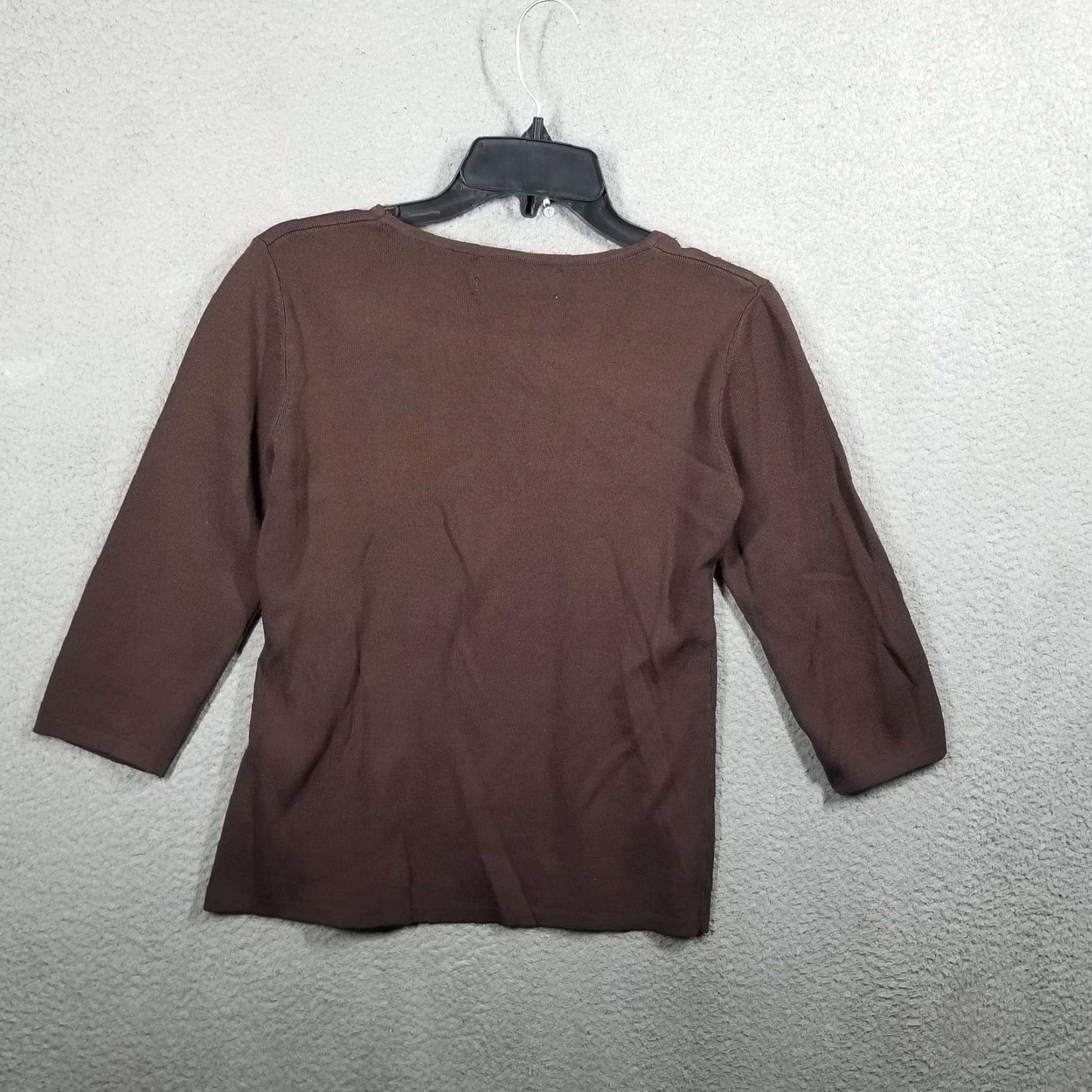 Vintage VINTAGE Joseph A. Petite Sweater Women’s M 3/4 Sleeve Brown Turquoise Jewel Studded Embellished Knit Pullover Ladies Meters? Size M / US 6-8 / IT 42-44 - 2 Thumbnail
