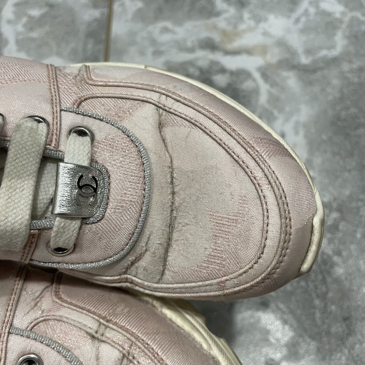 Chanel 37.5 Chanel Interlocking CC Trainer pink shoes sneakers glit Size US 7.5 / IT 37.5 - 5 Thumbnail