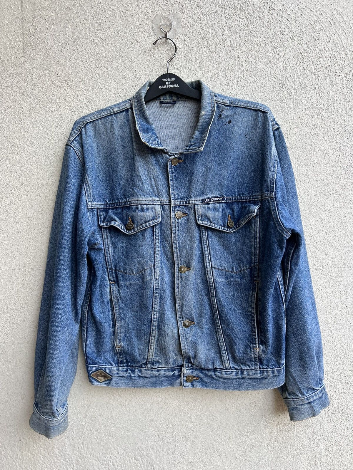 Vintage VTG 80s 90s Lee Cooper Distress Fade Denim Trucker Jacket Size US L / EU 52-54 / 3 - 6 Thumbnail